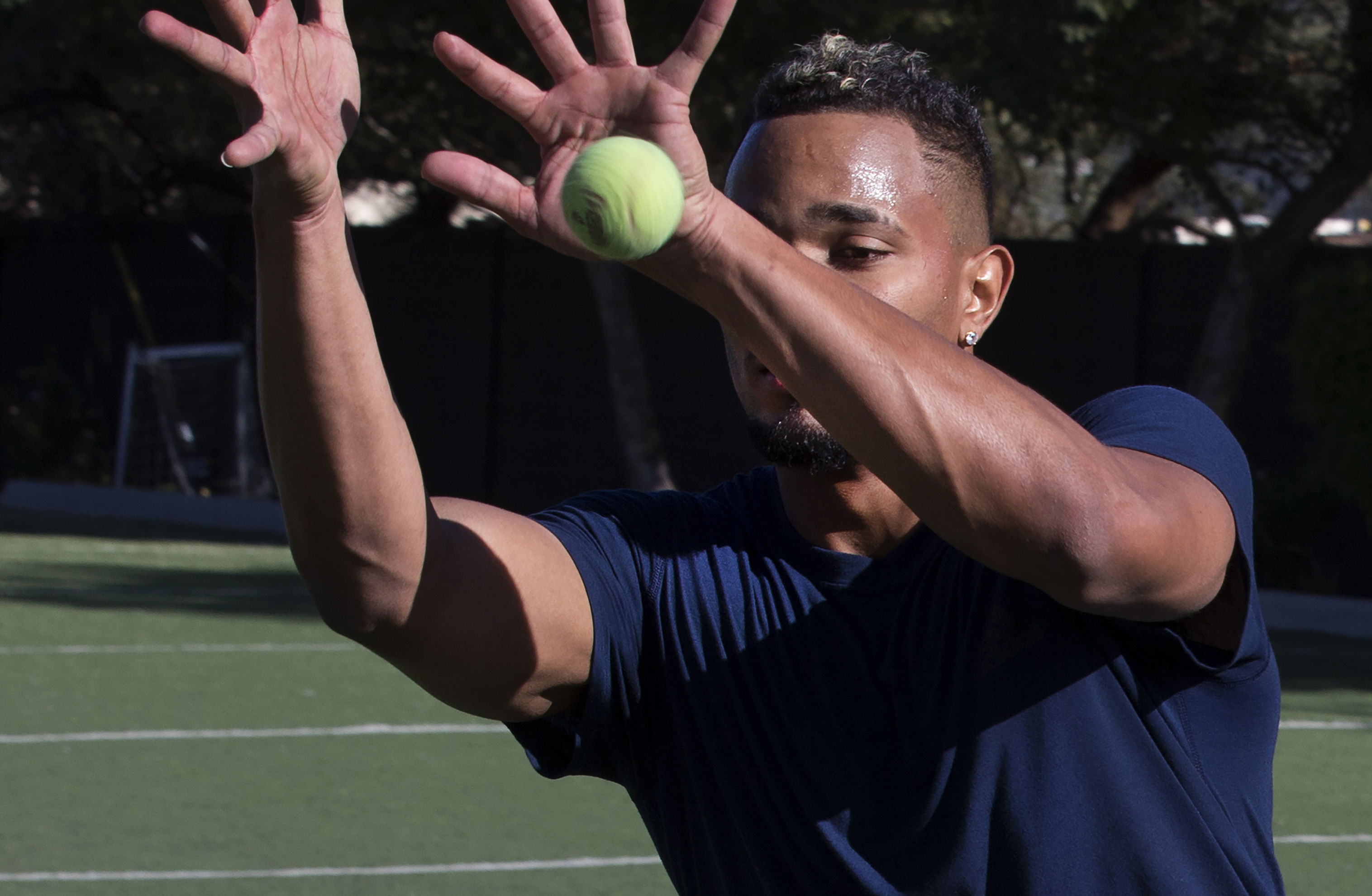 It’s not all about offense; part of the regimen is “reactive ball work.”