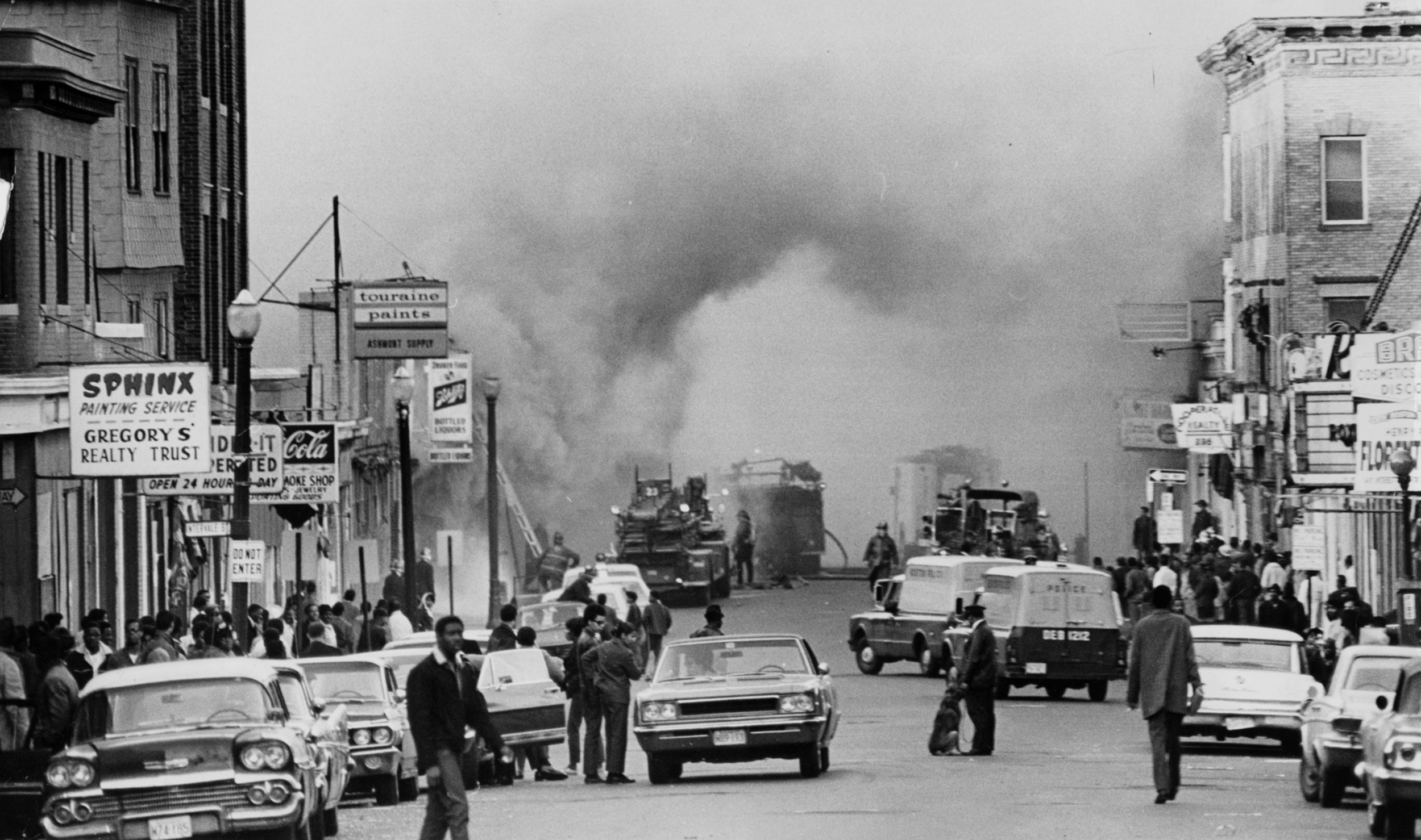 A store on Blue Hill Avenue in Roxbury burned during unrest after the killing of Martin Luther King Jr.