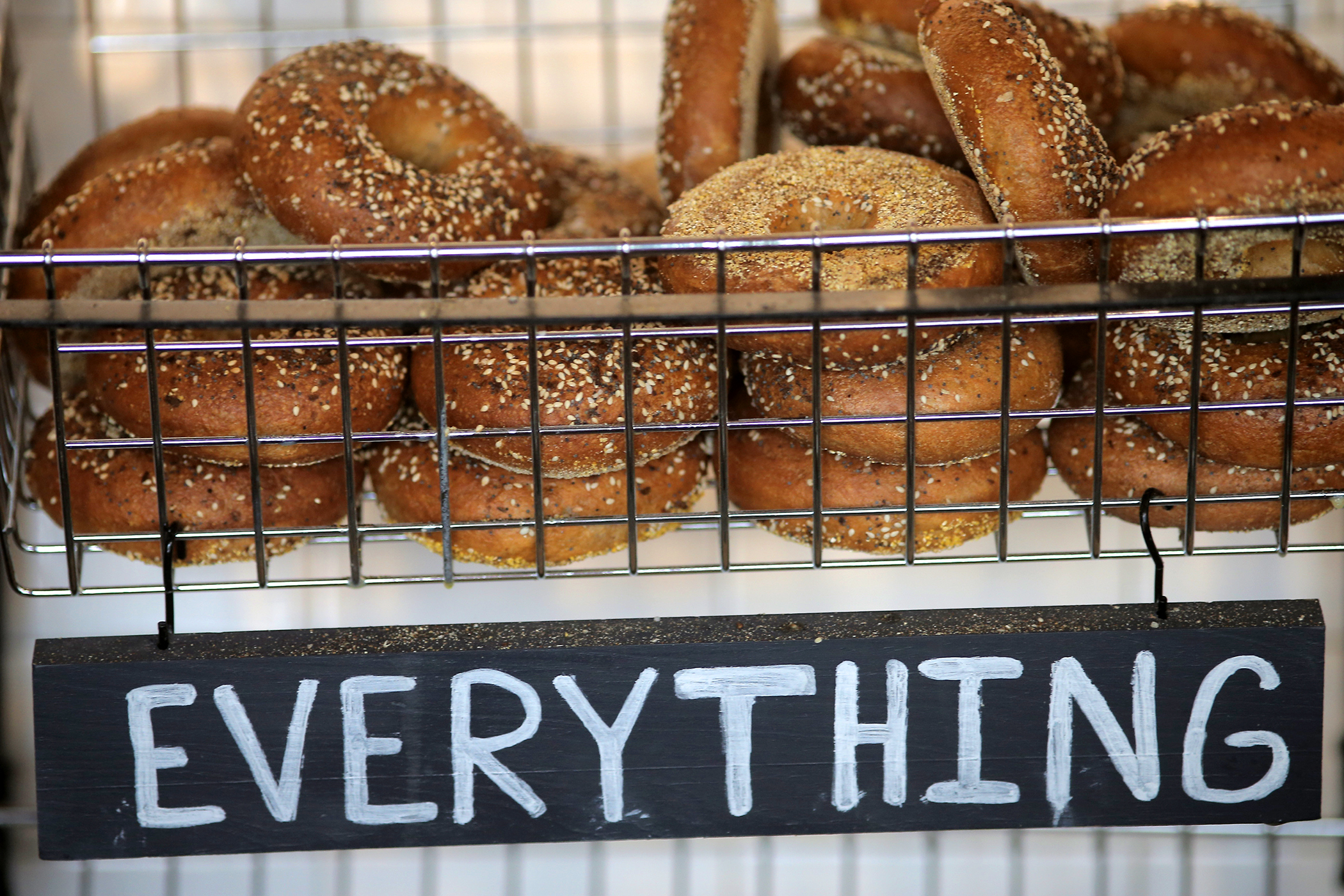 Freshly baked bagels at One Mighty Mill in Lynn.