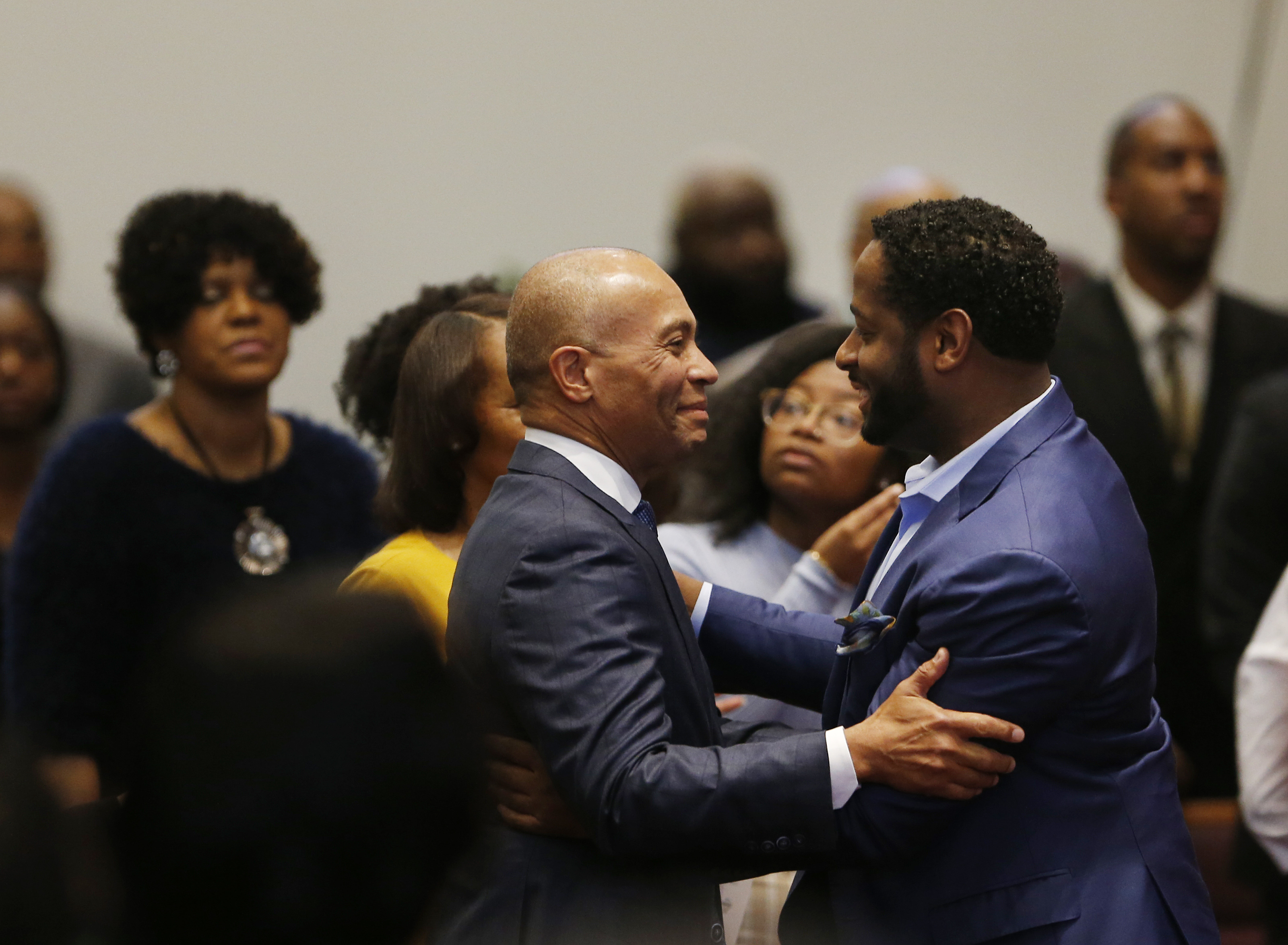 Patrick greeted churchgoers upon arriving at Morning Star Baptist.
