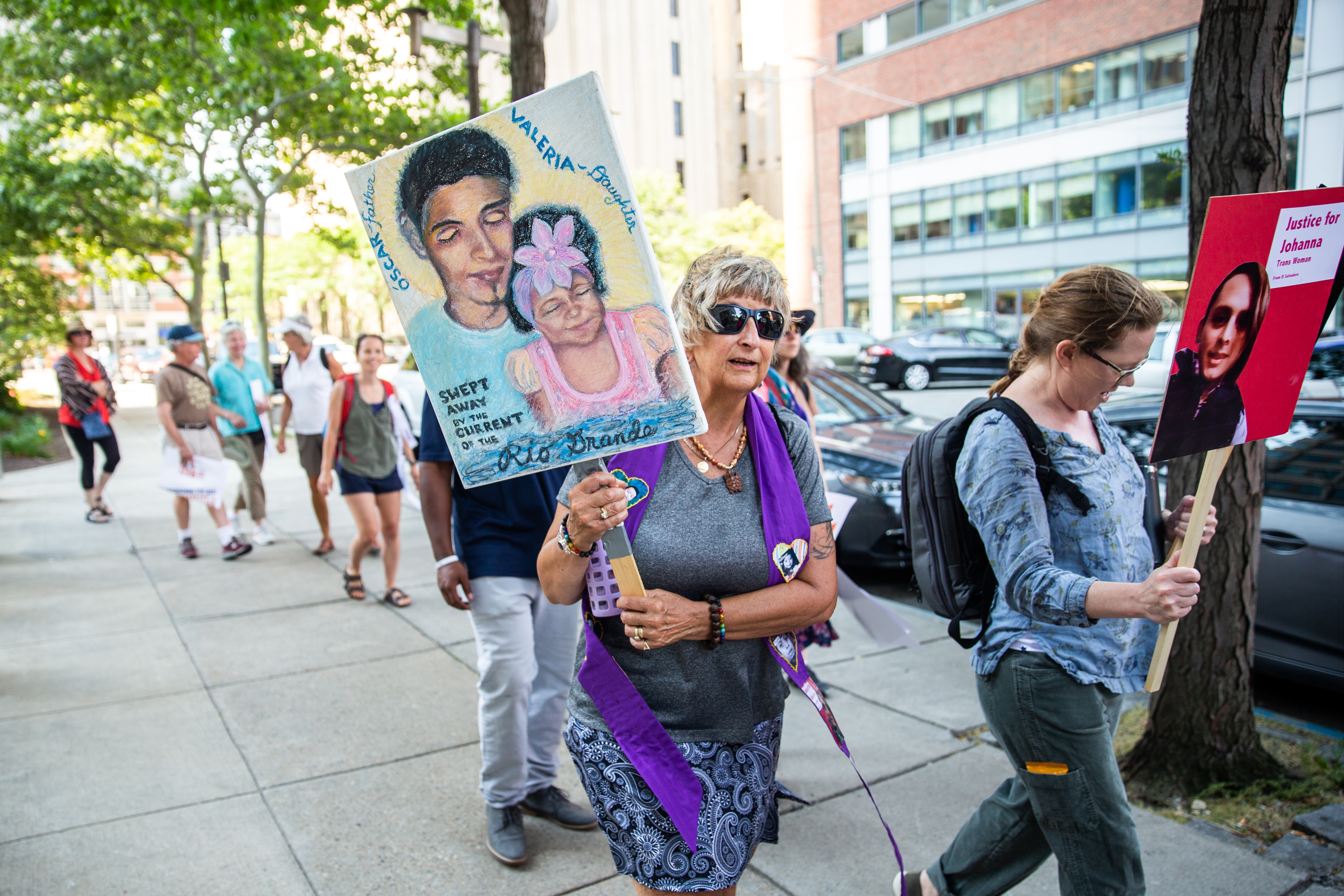 Holly Aloha Jaynes marched outside the JFK Federal Building.