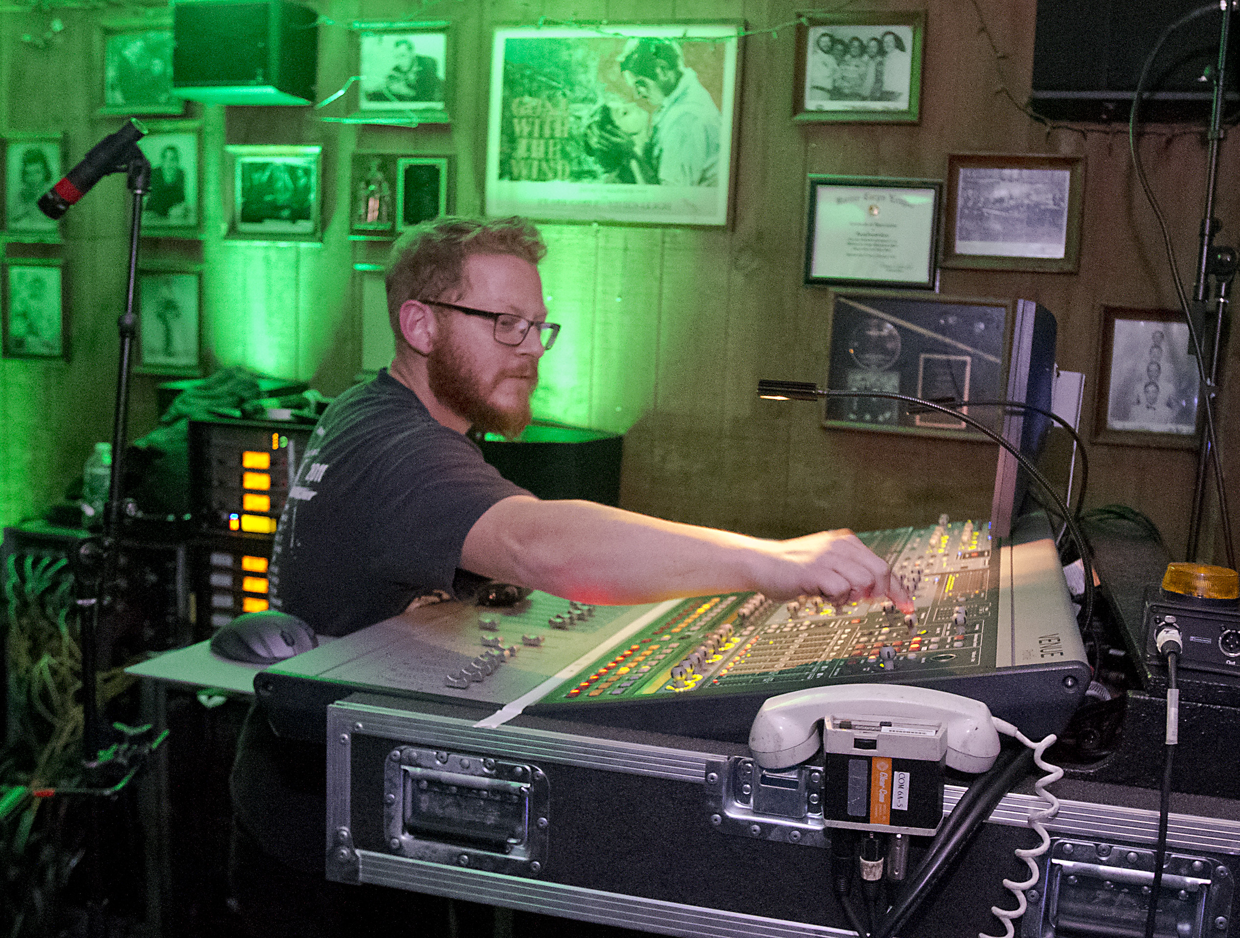 Jon Marcantonio, the band’s monitor engineer, worked during the show.