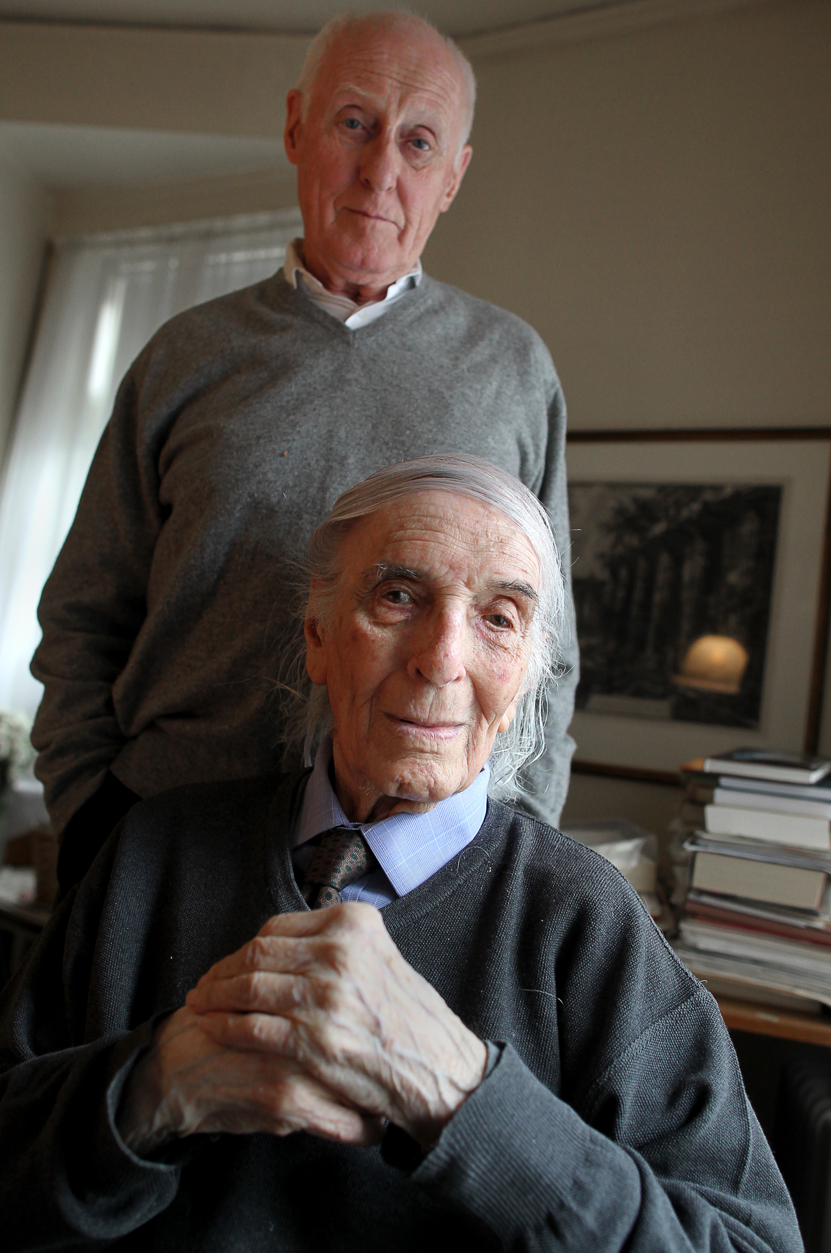 Michael McKinnell (standing) and Gerhard Kallmann in Cambridge today.