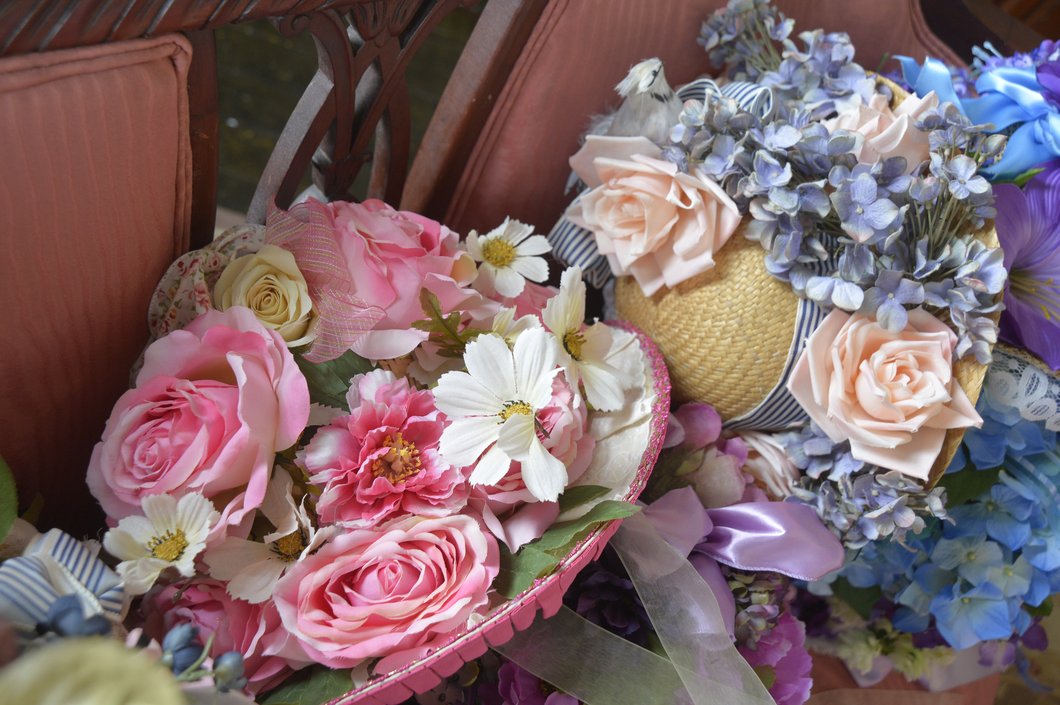 No afternoon tea is complete without a flowered hat. They’re ready to put on at Suzanne's Victorian Tea Room & Shoppe.