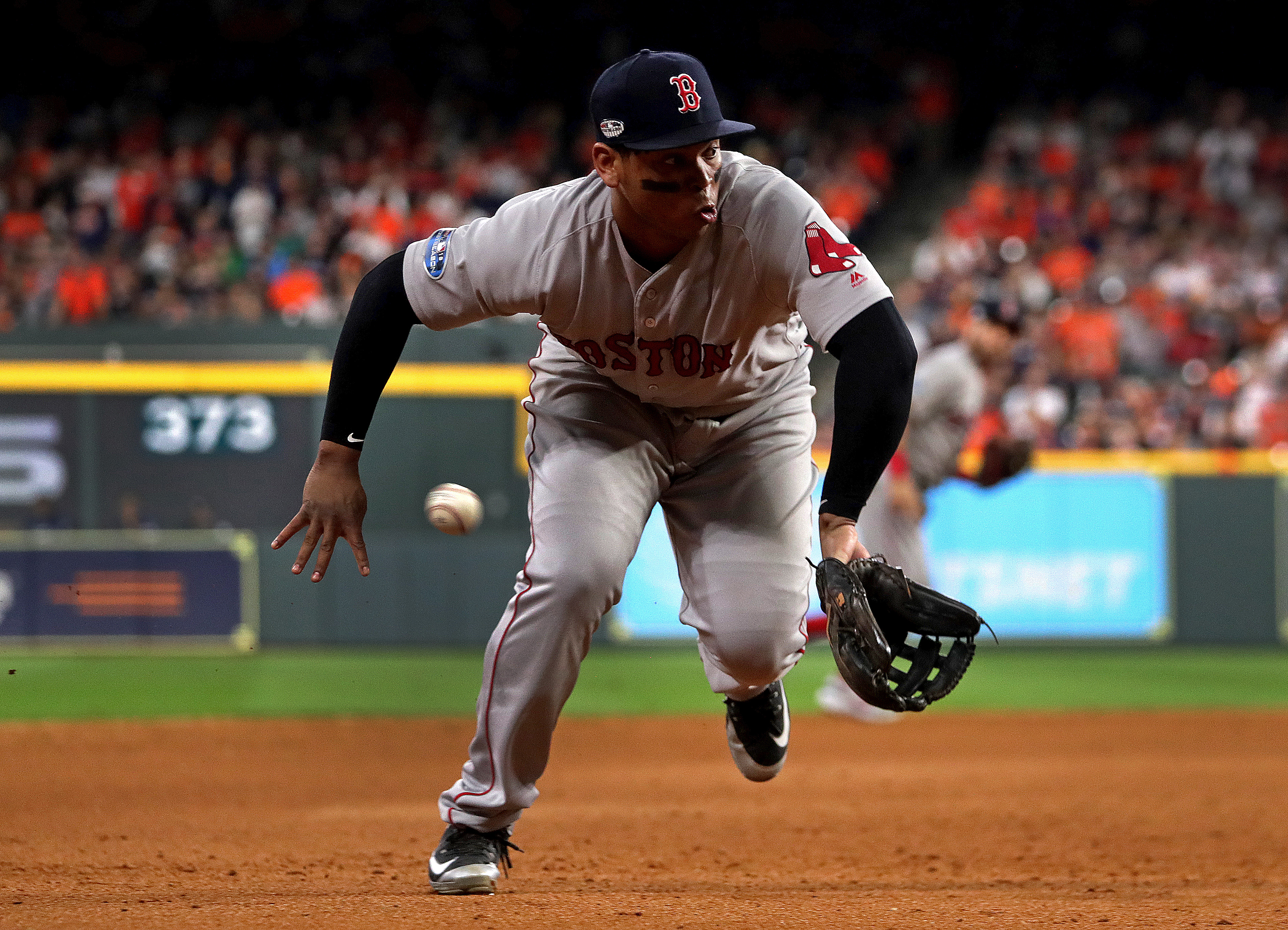Red Sox third baseman Rafael Devers did not make this play, which turned into a run for Houston.