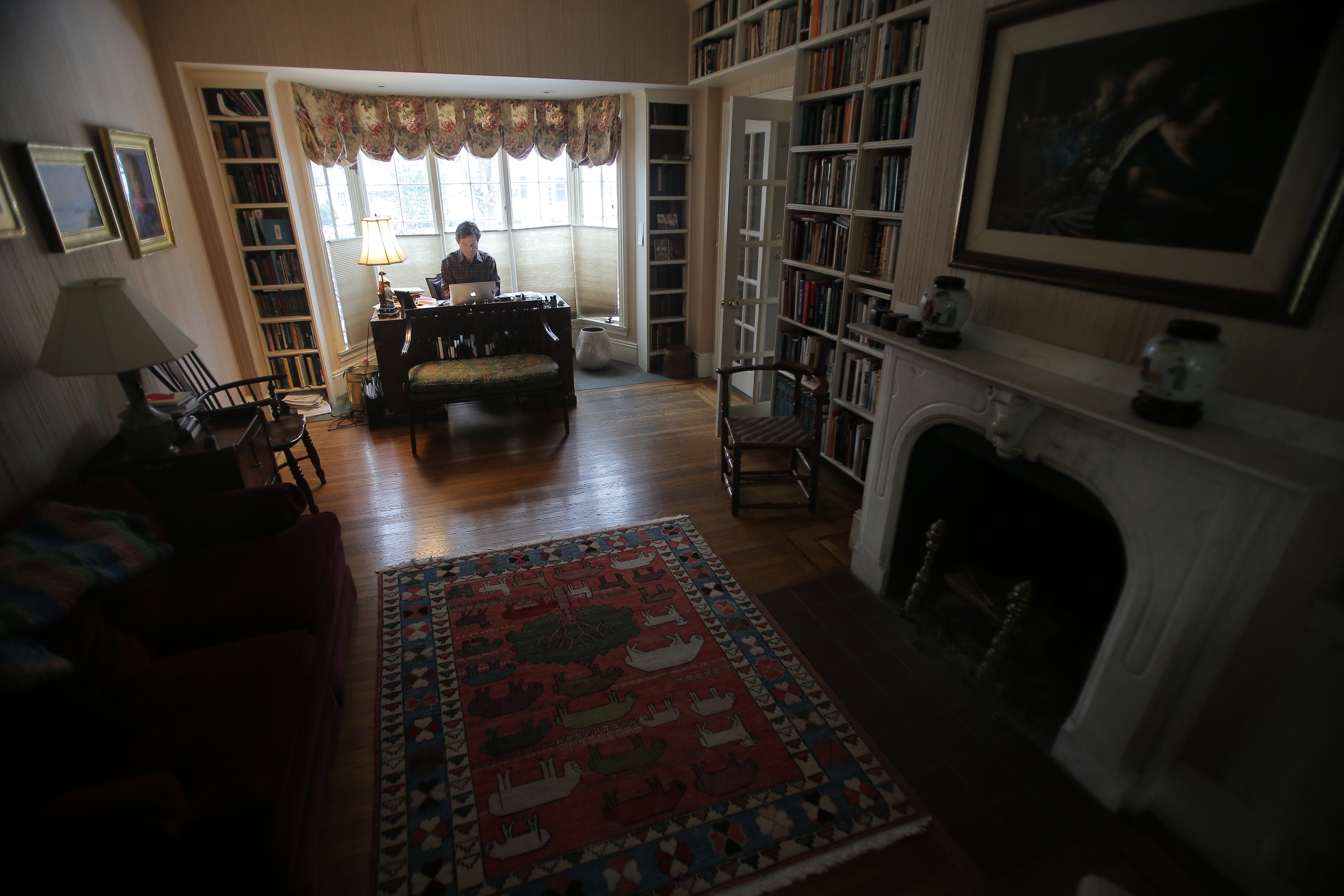 Lightman’s library in the front of the house.