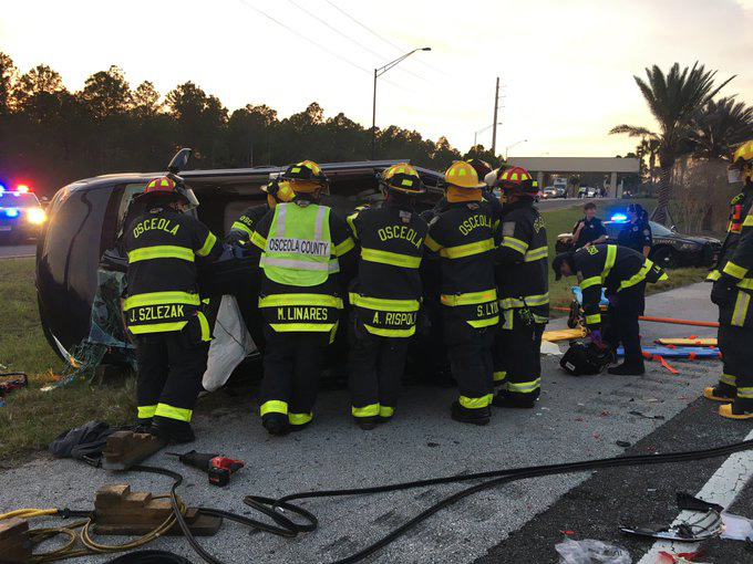 Multiple crews were on scene Tuesday night in response to an accident that involved a rollover and entrapment on Route 429 involving a Massachusetts family.