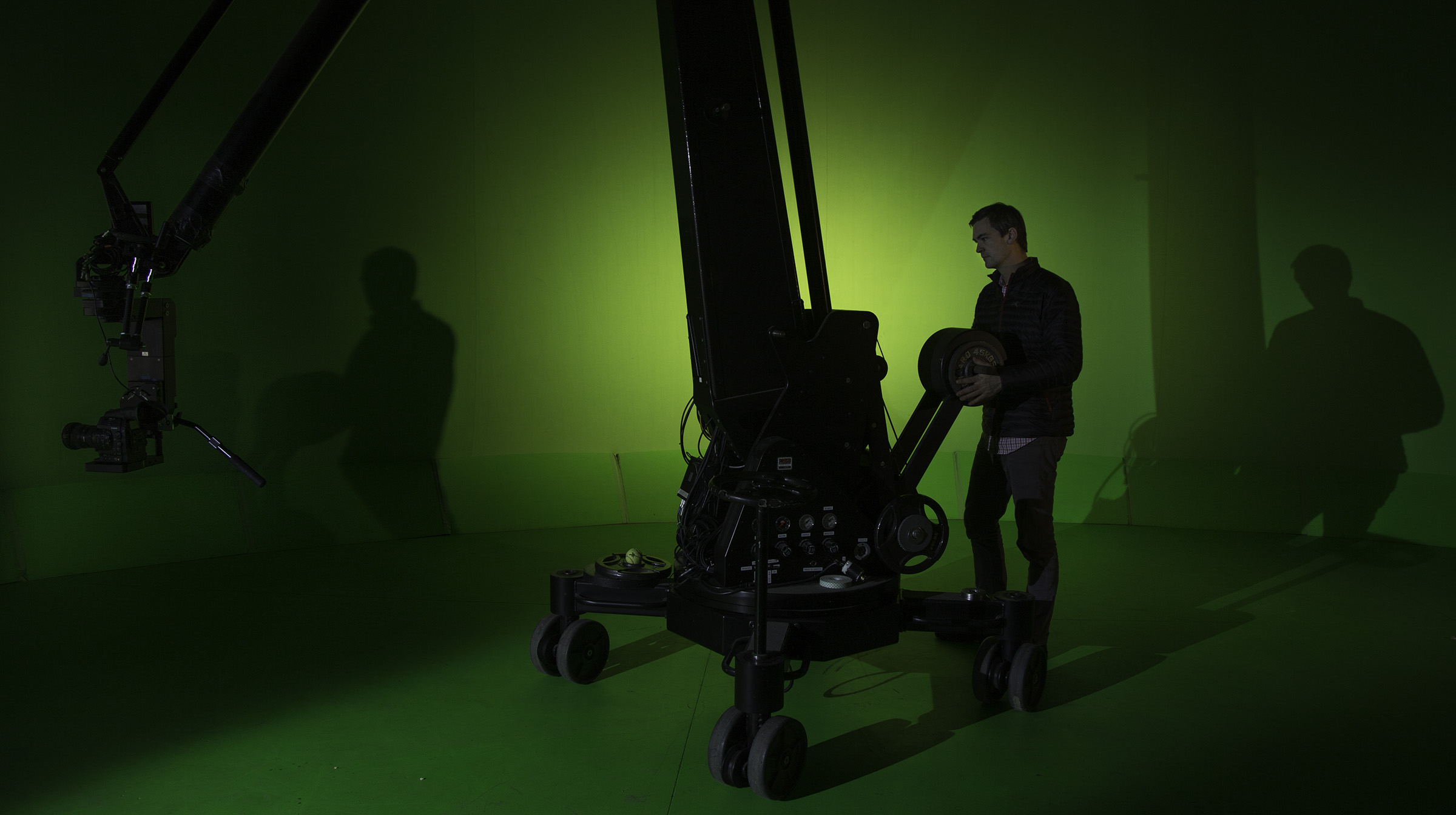 Technician Joshua Crane at Trumbull Studios.