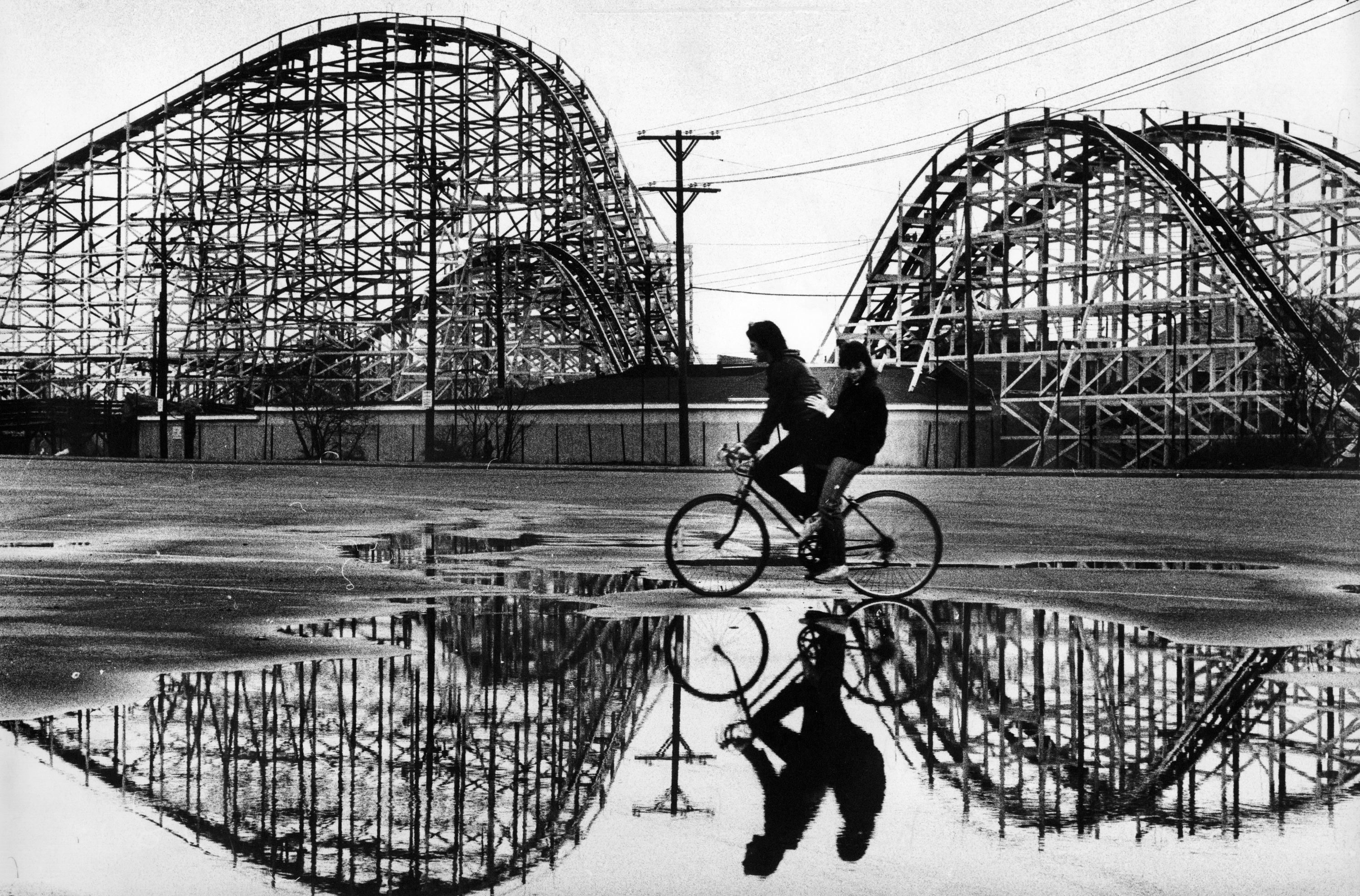 The roller coaster at Paragon Park in March 1984, the year it closed.