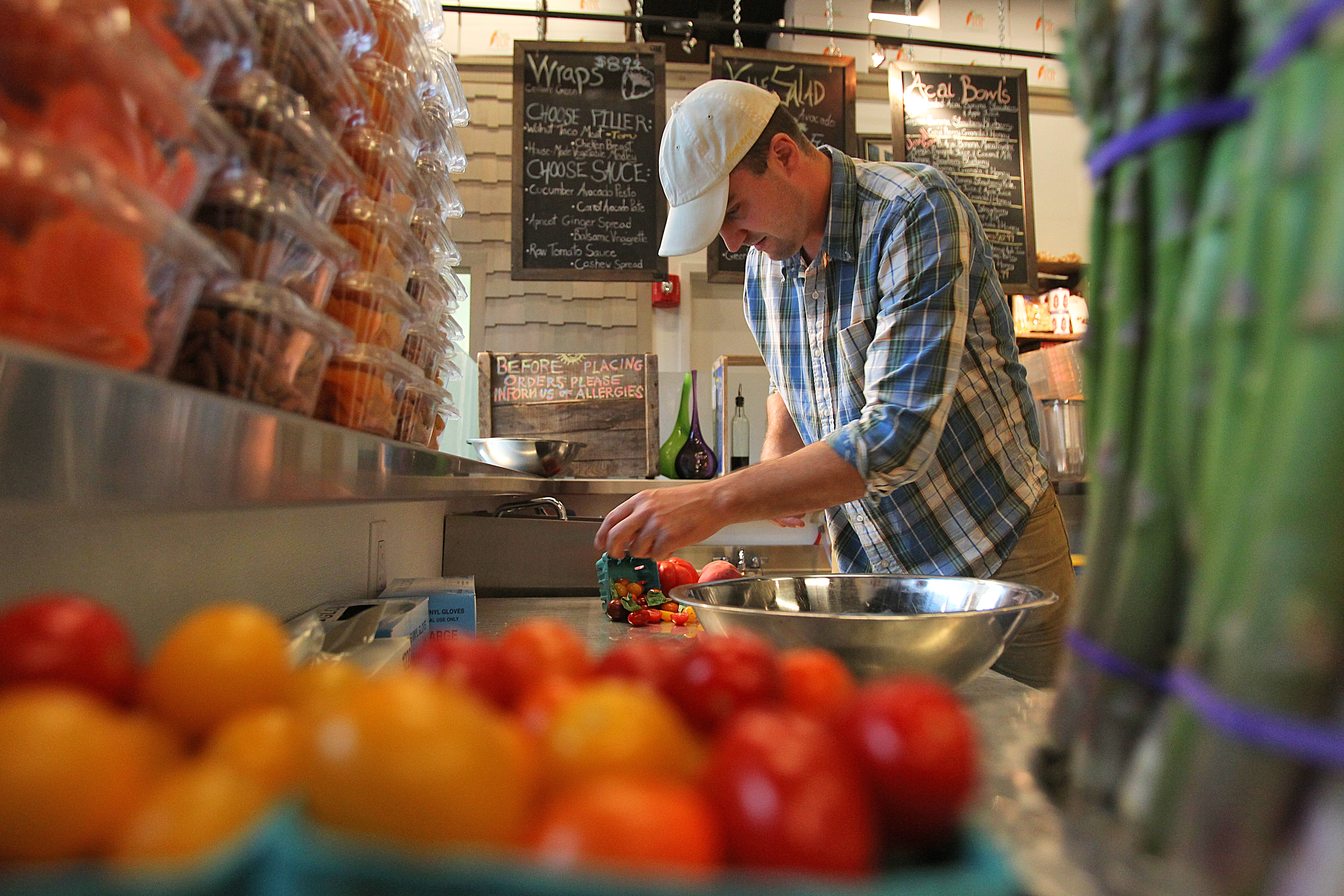 Steve Napoli (above) left Idylwilde Farms with his family’s blessing to start Snap Top Market in the South End.