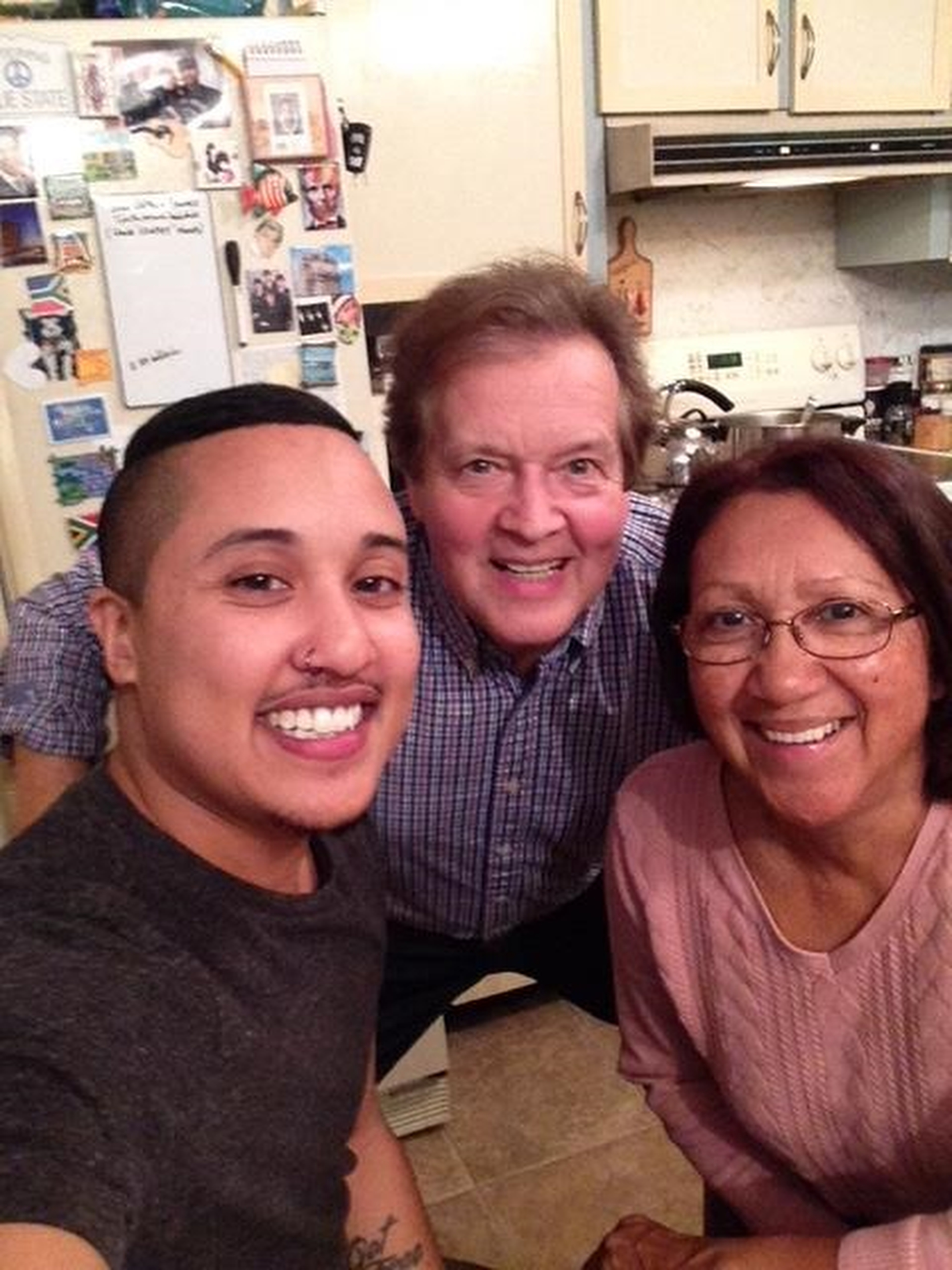 Micah, Vernon, and Beryl Domingo at Thanksgiving 2017.