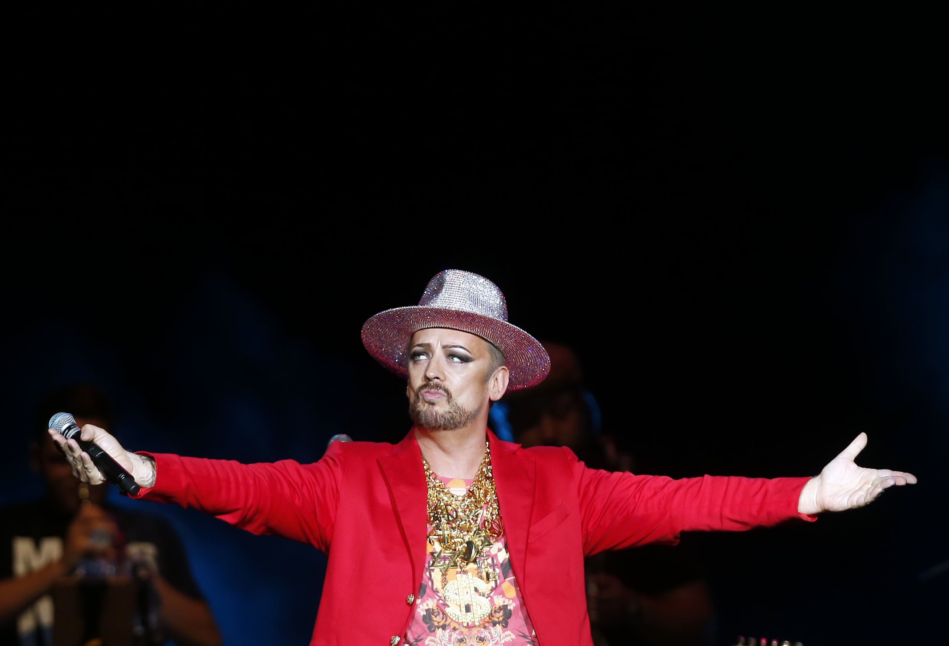 George, on stage during Sunday’s show.