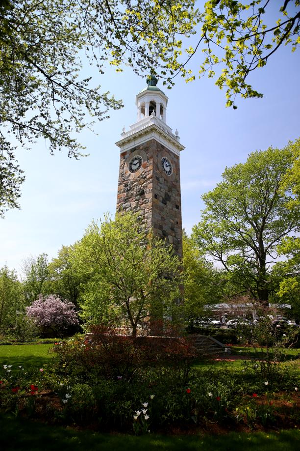 The Isaac Sprague Memorial Clock Tower.