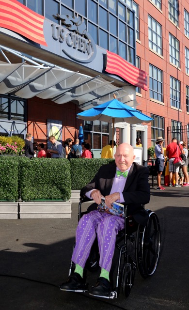 Bud Collins arriving at the US Open last weekend.
