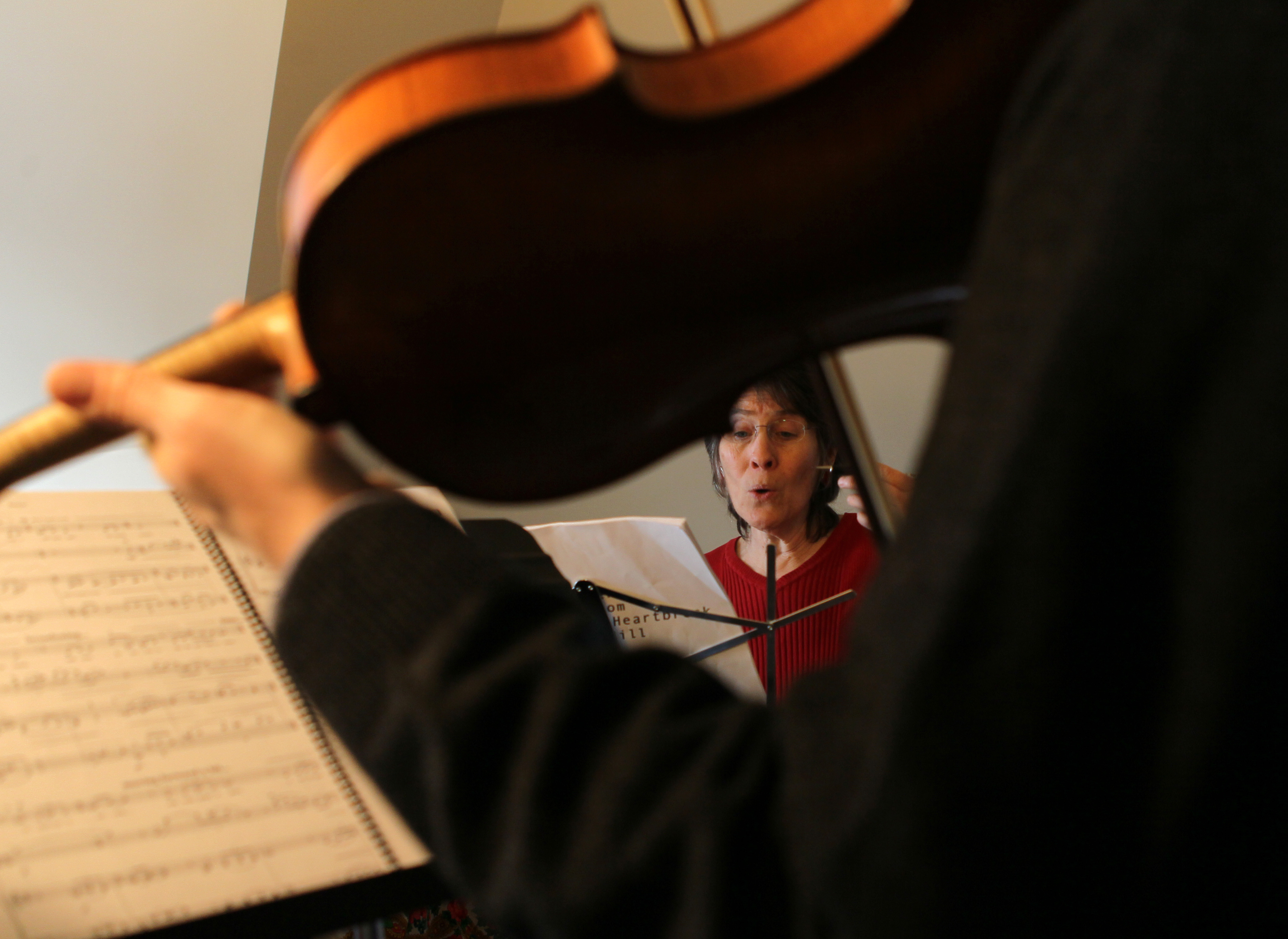 Scott Woolwearer played the viola during the “A View from Heartbreak Hill" rehearsal.