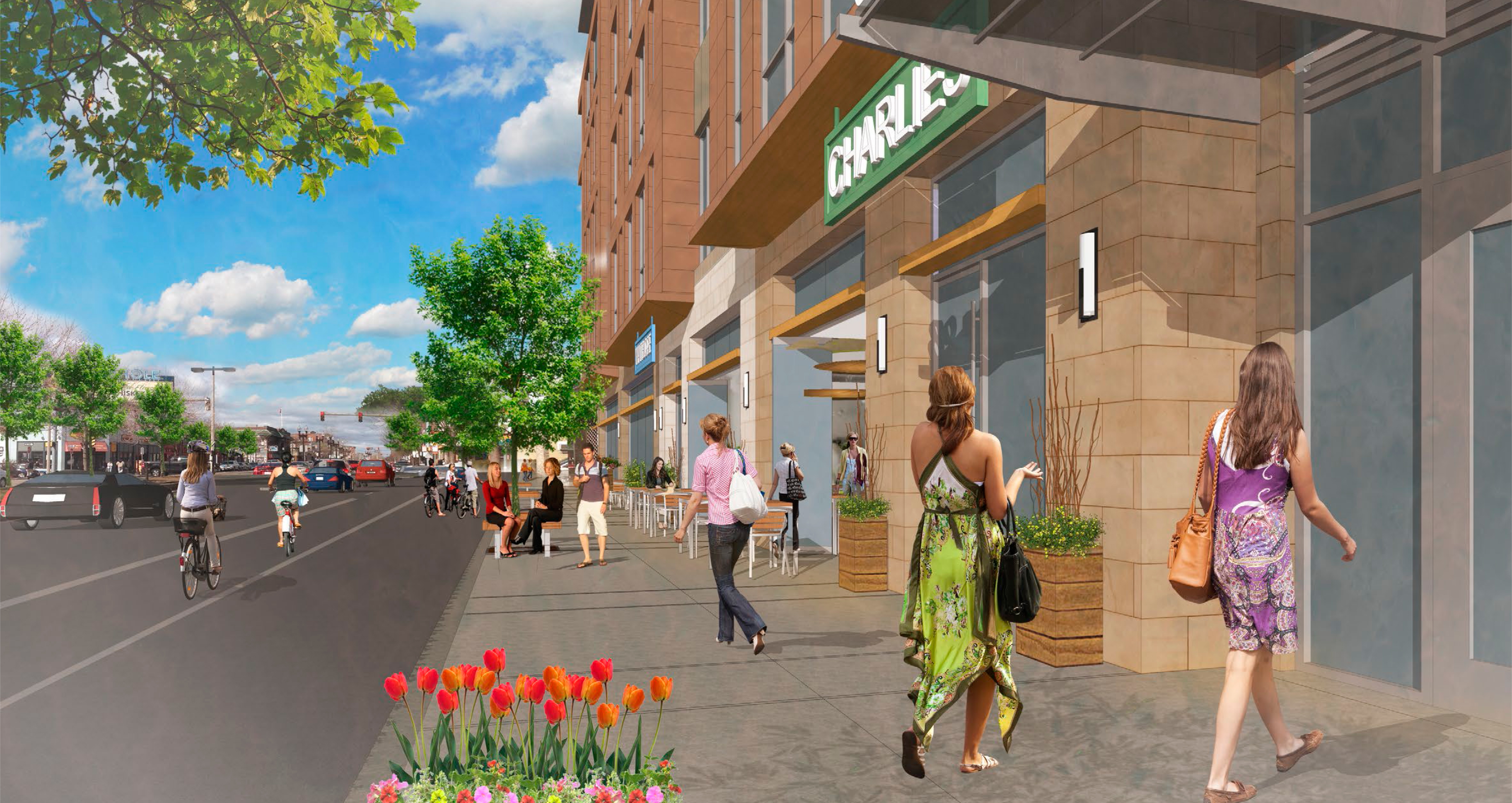 3A view up Brighton Avenue of the proposed development at 89 Brighton Ave. in Boston.