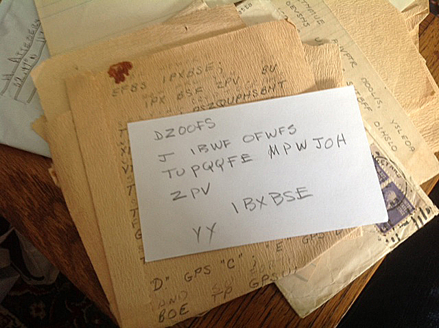 Howard Attebery’s new note to Cynthia Riggs. Decoded, it reads “I have never stopped loving you.”