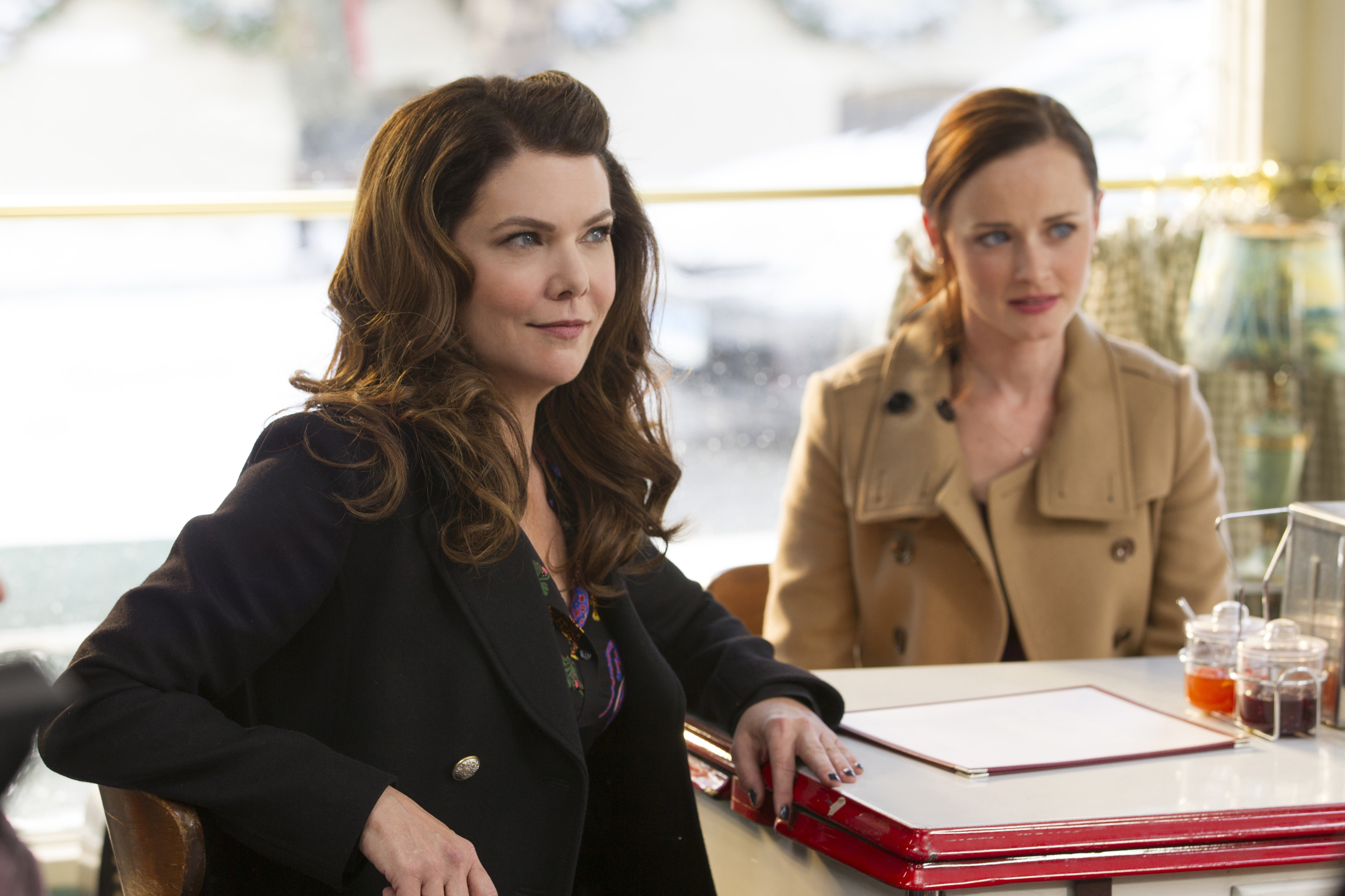 Lauren Graham (left) and Alexis Bledel in “Gilmore Girls: A Year In The Life," premiering Friday on Netflix.