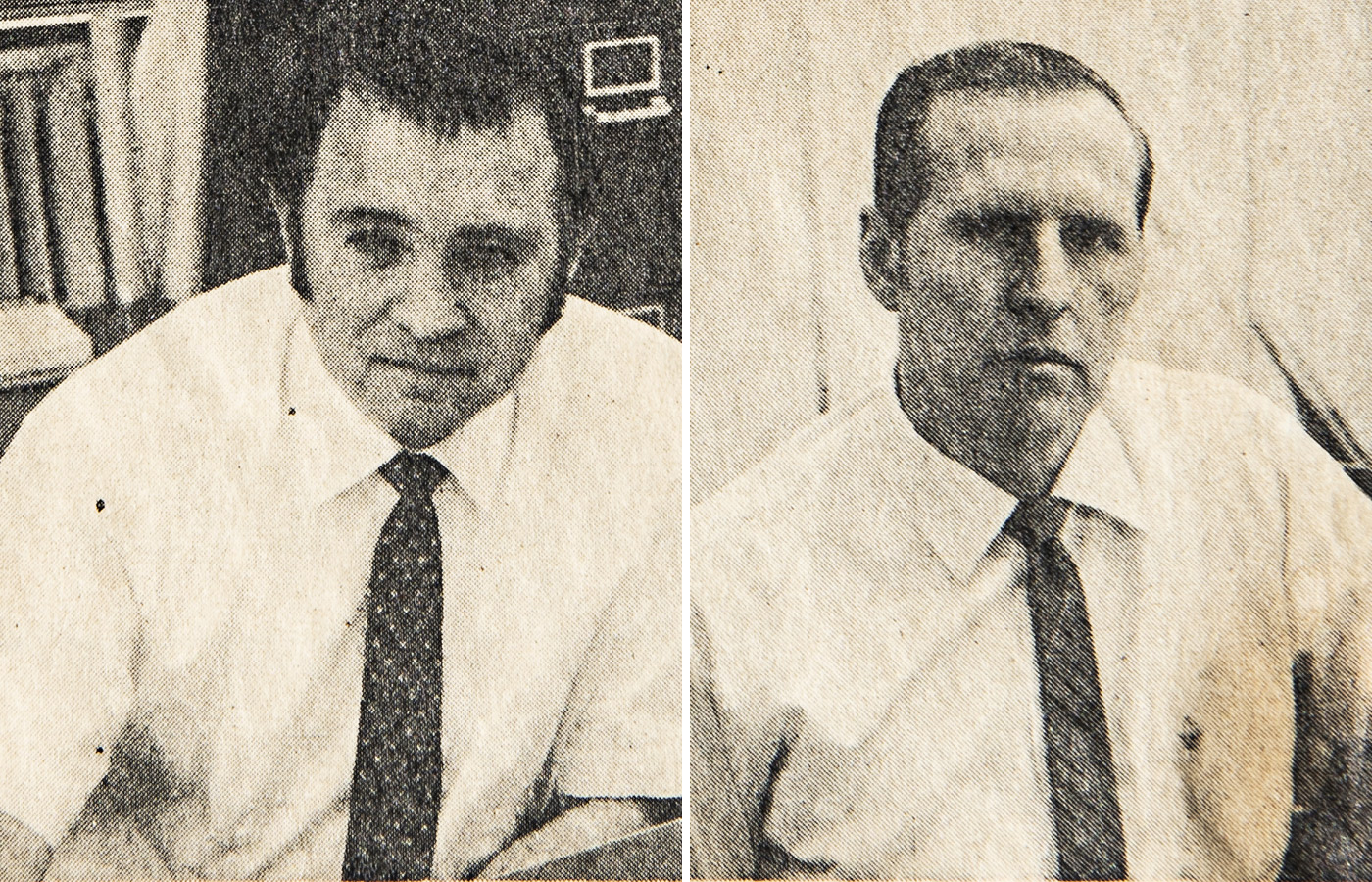 General Electric employees Al Cavalieri (left) and Lloyd Pedersen were the last passengers to board the flight headed to Boston.