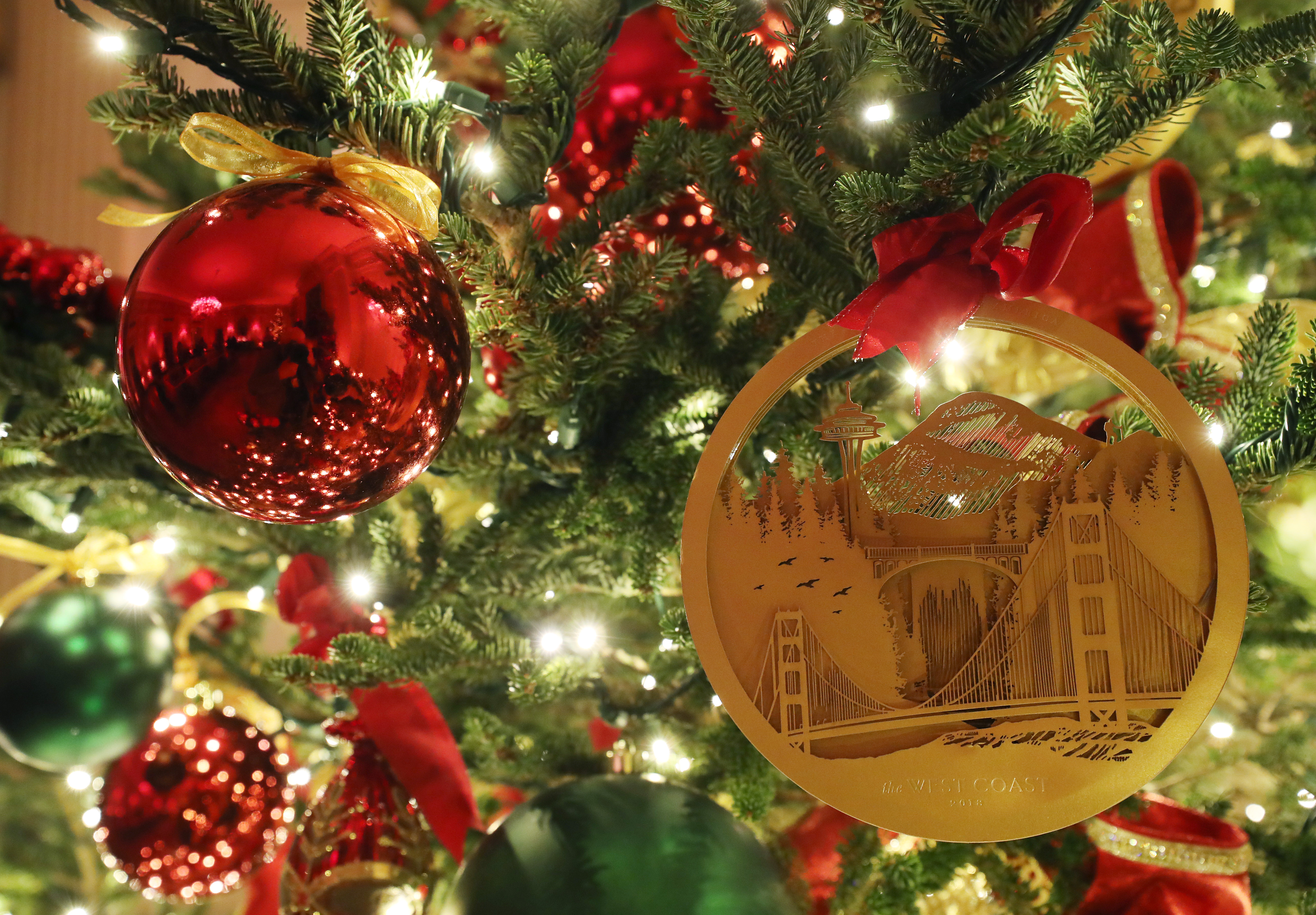 Ornament detail on a tree in the East Room.