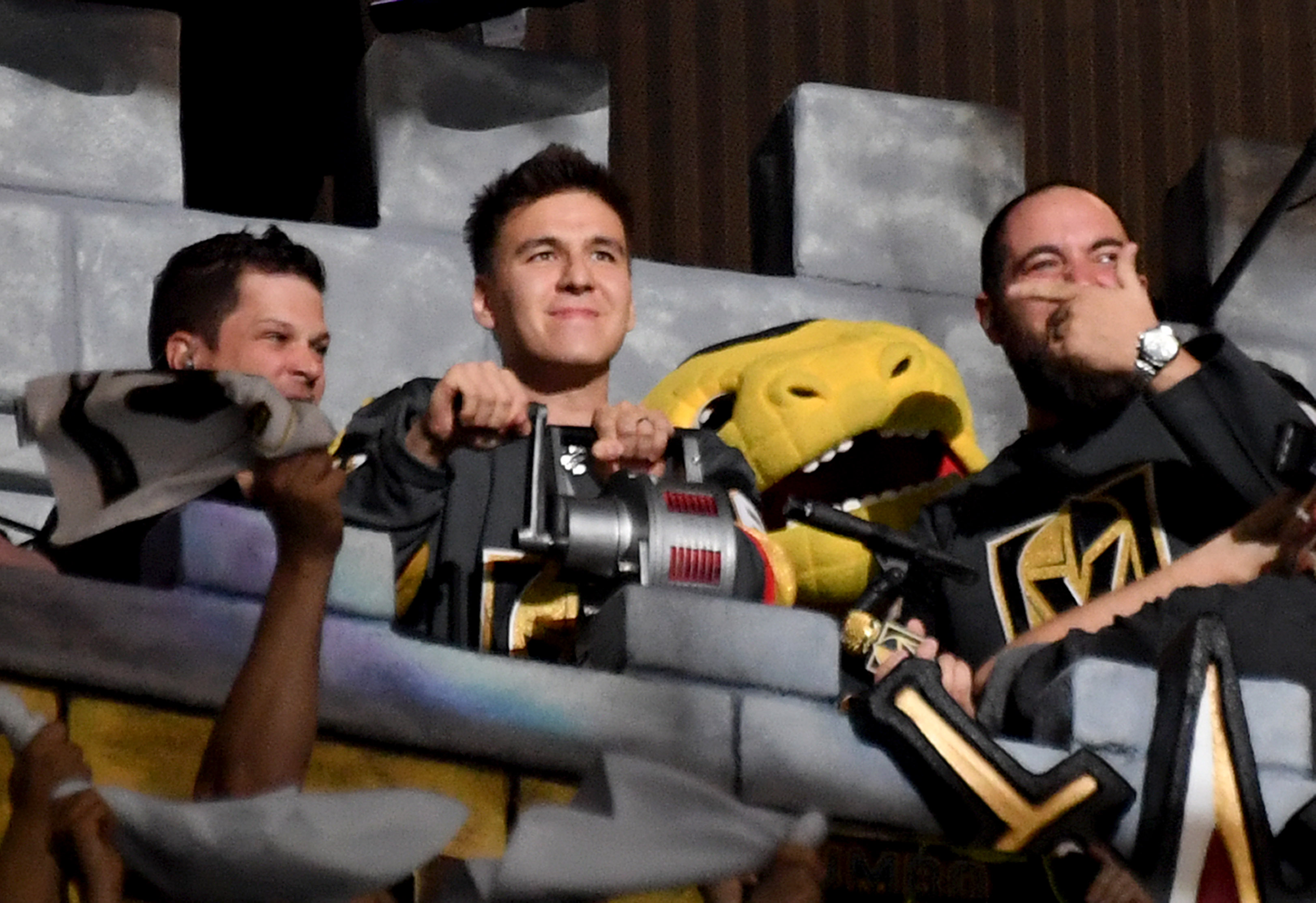 Professional sports gambler and "Jeopardy!" champion James Holzhauer sounded a siren before the start of Game 6 between the San Jose Sharks and the Vegas Golden Knights on April 21.
