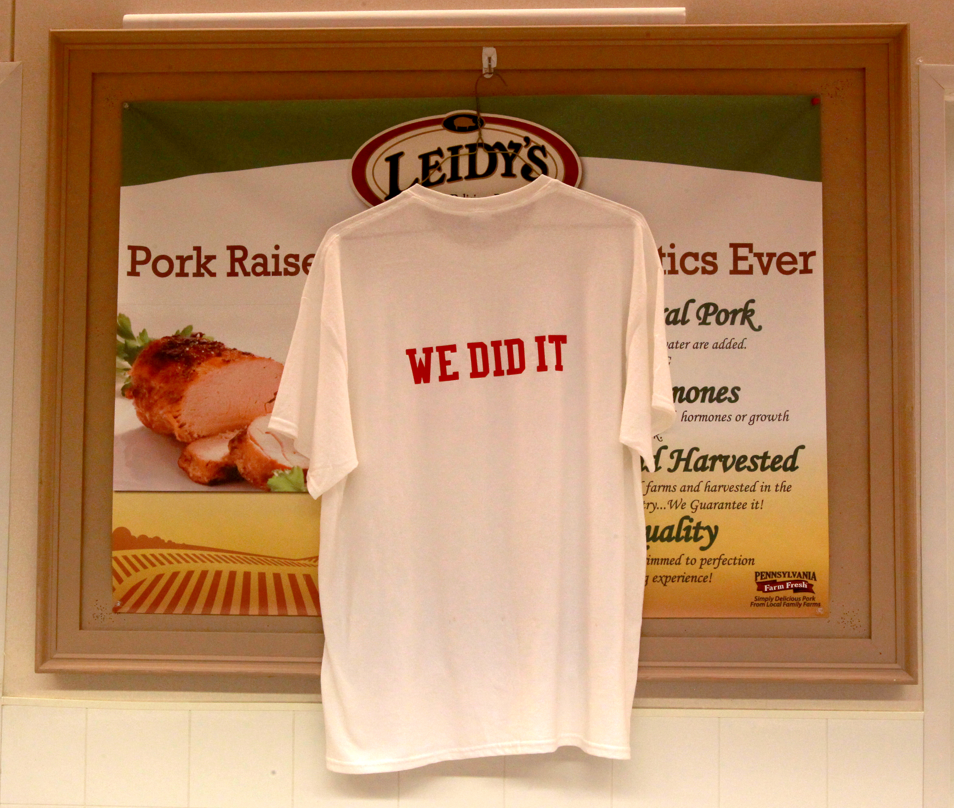 A T-shirt hung in the meat department of the Burlington store as a reminder of 2014’s dispute.