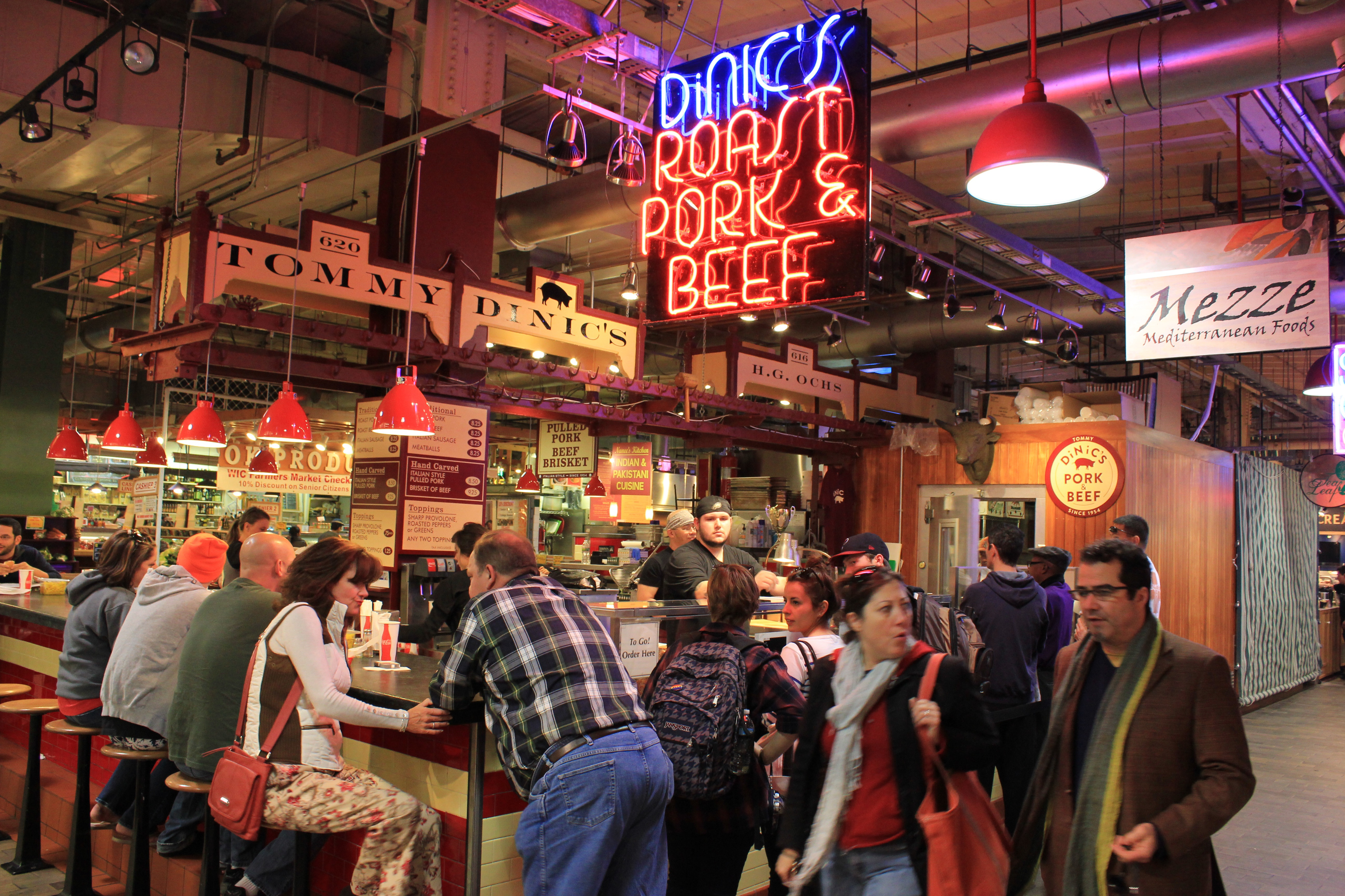 Customers at Tommy DiNic's sandwich shop in Reading Terminal Market, Philadelphia.