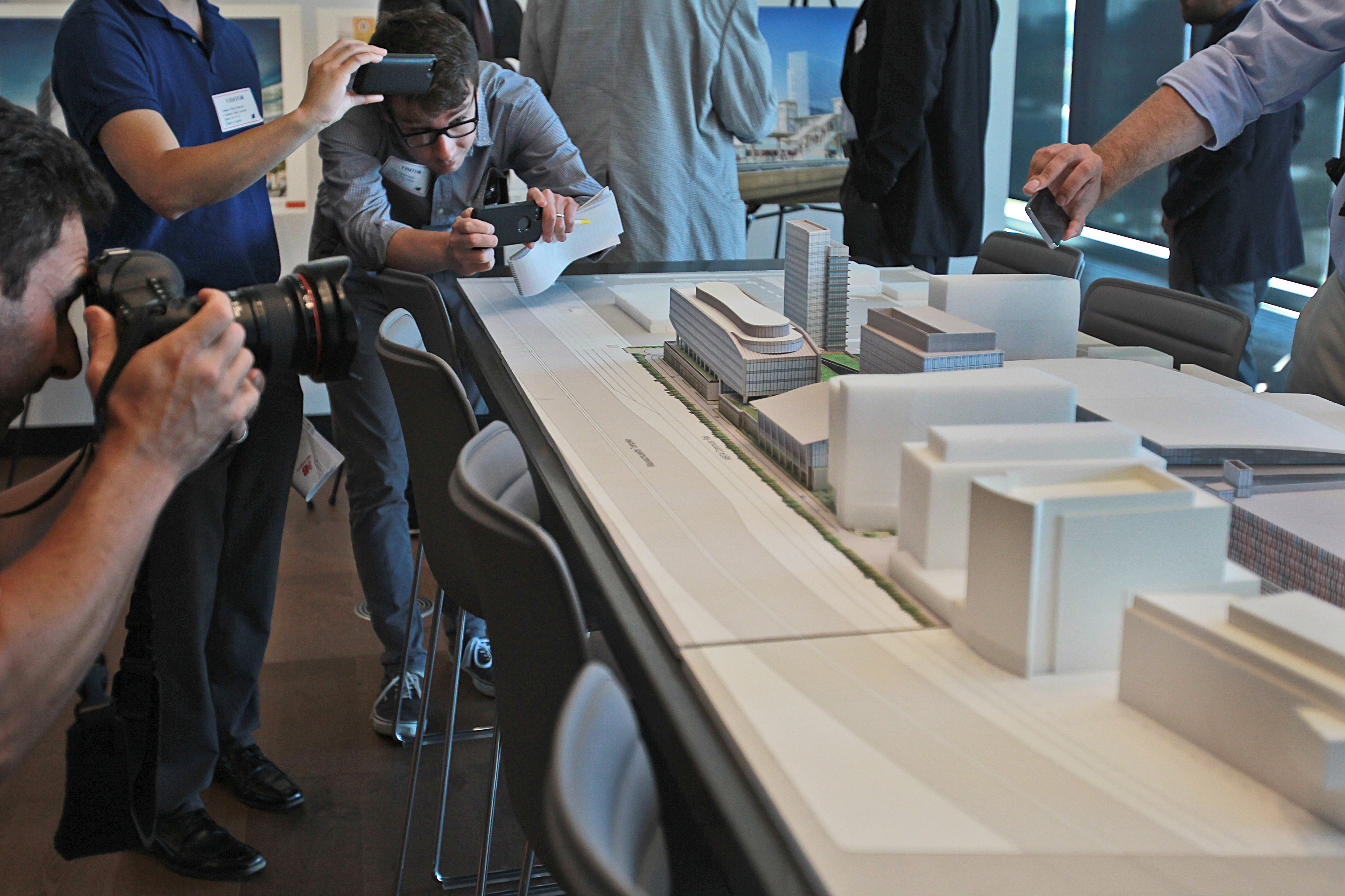 The Boston Landing development, modeled here, encompasses 15 acres and includes plans for a Boston Bruins practice facility, a multisport indoor event center, a hotel, retail space, and apartments.