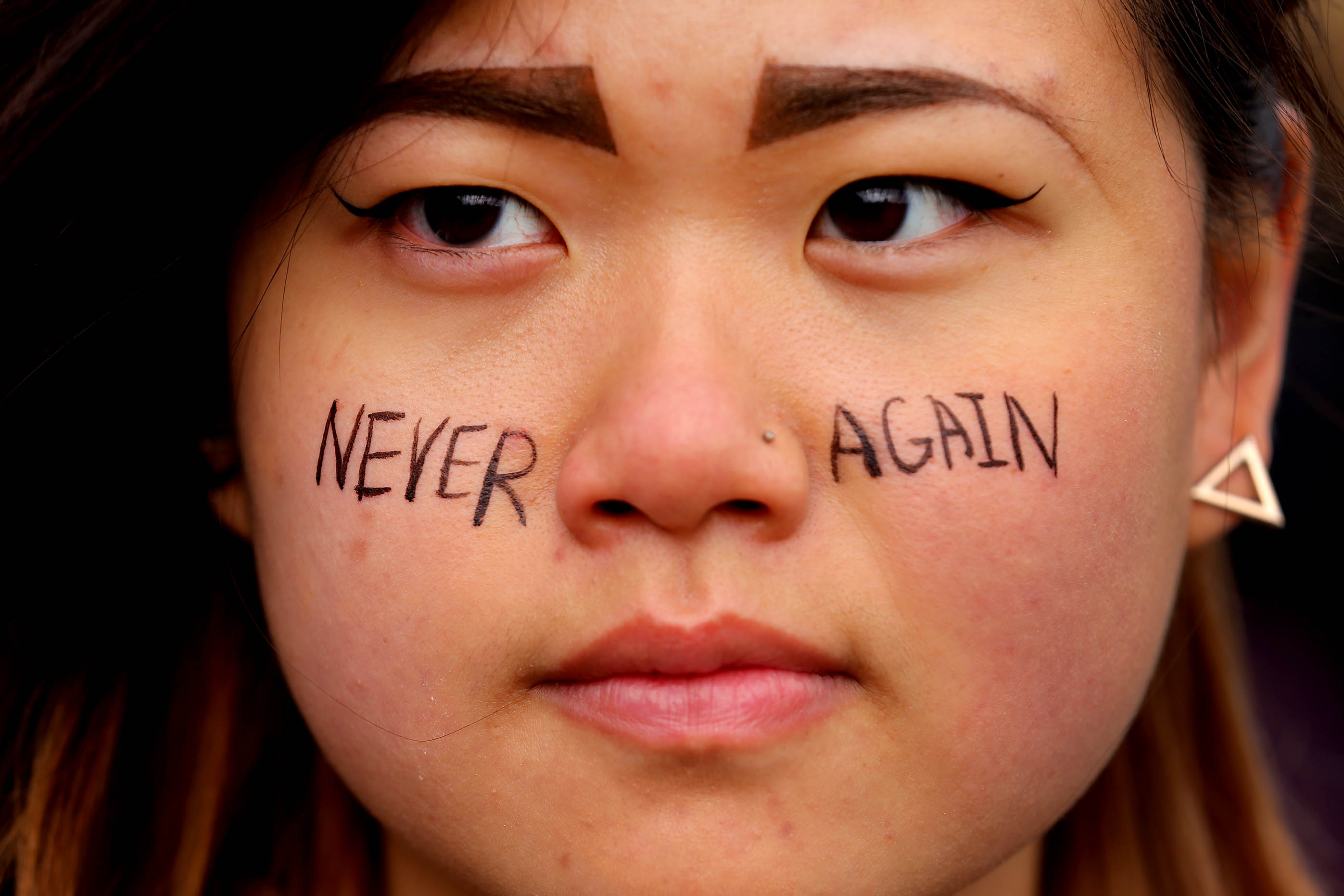 Petrina Chan participated at the rally in Boston.