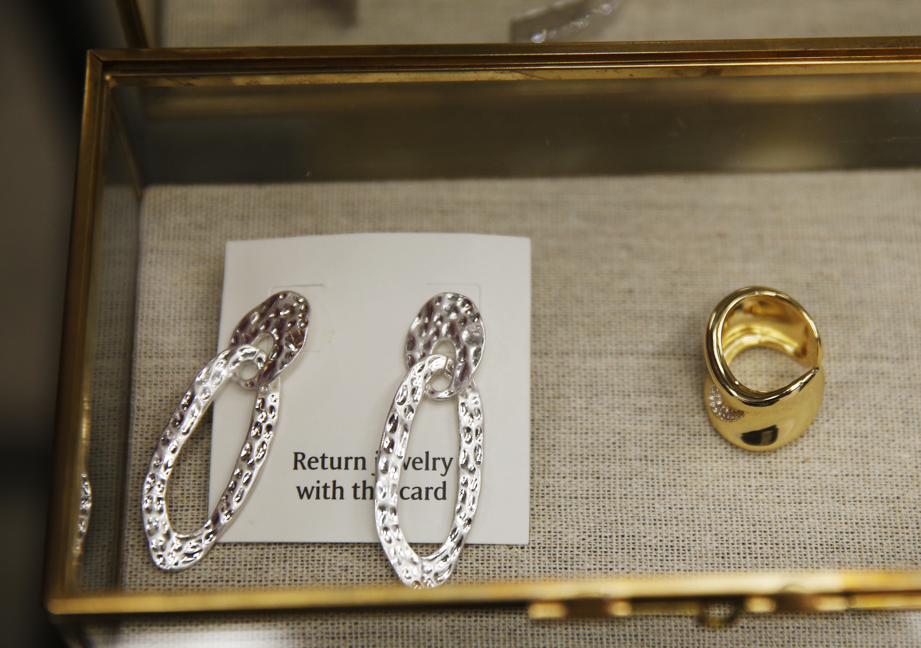 Jewelry that is available to rent is on display at the Le Tote studio inside Lord & Taylor.