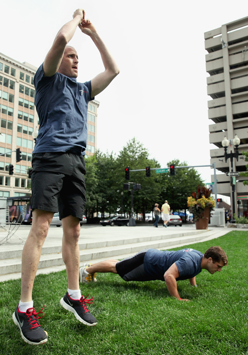Global Rescue employees Bryan Kewley (left) and Kevin Helm participated in company training exercises.