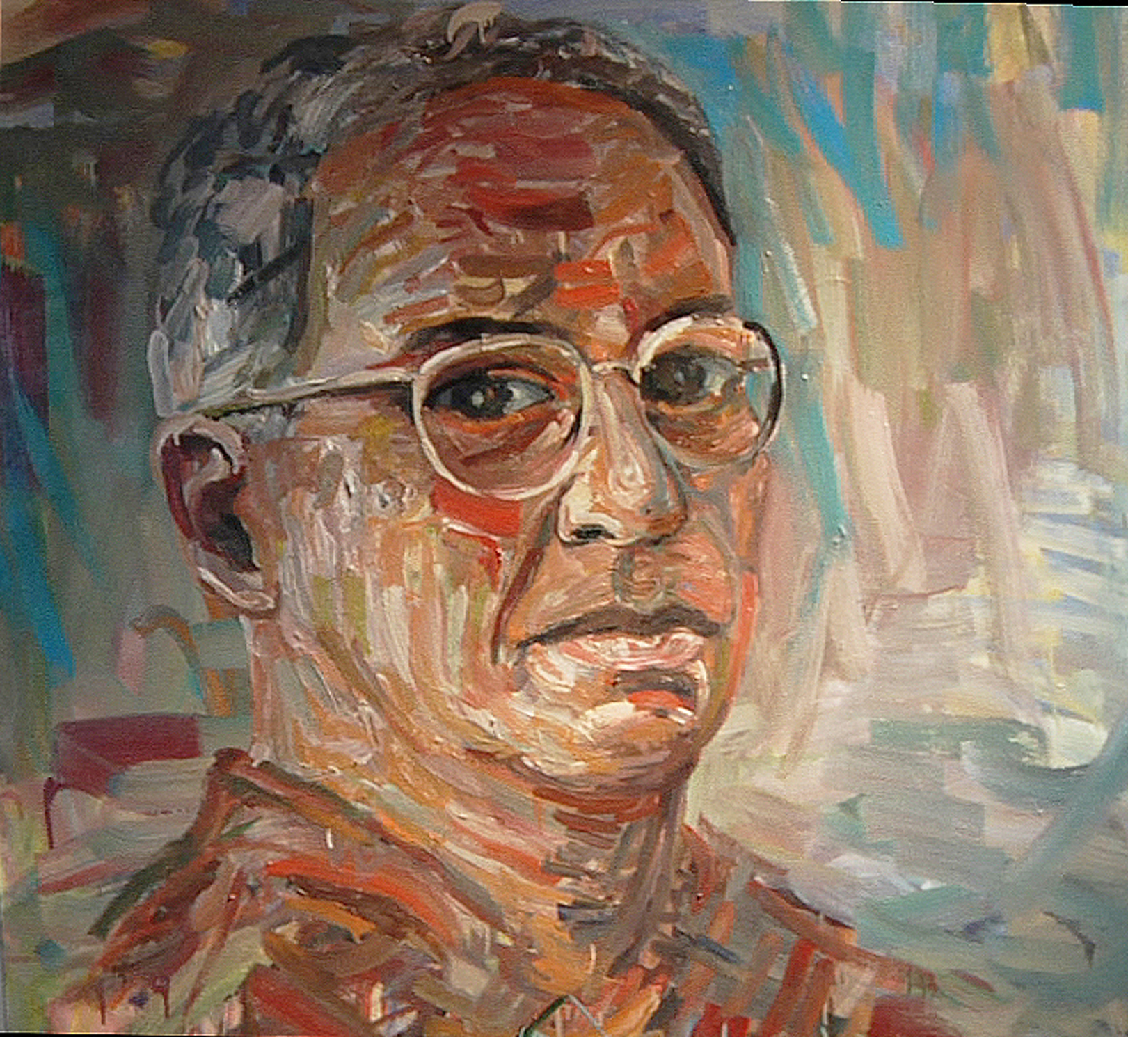 Jon Imber created a large self-portrait on canvas in 2013.