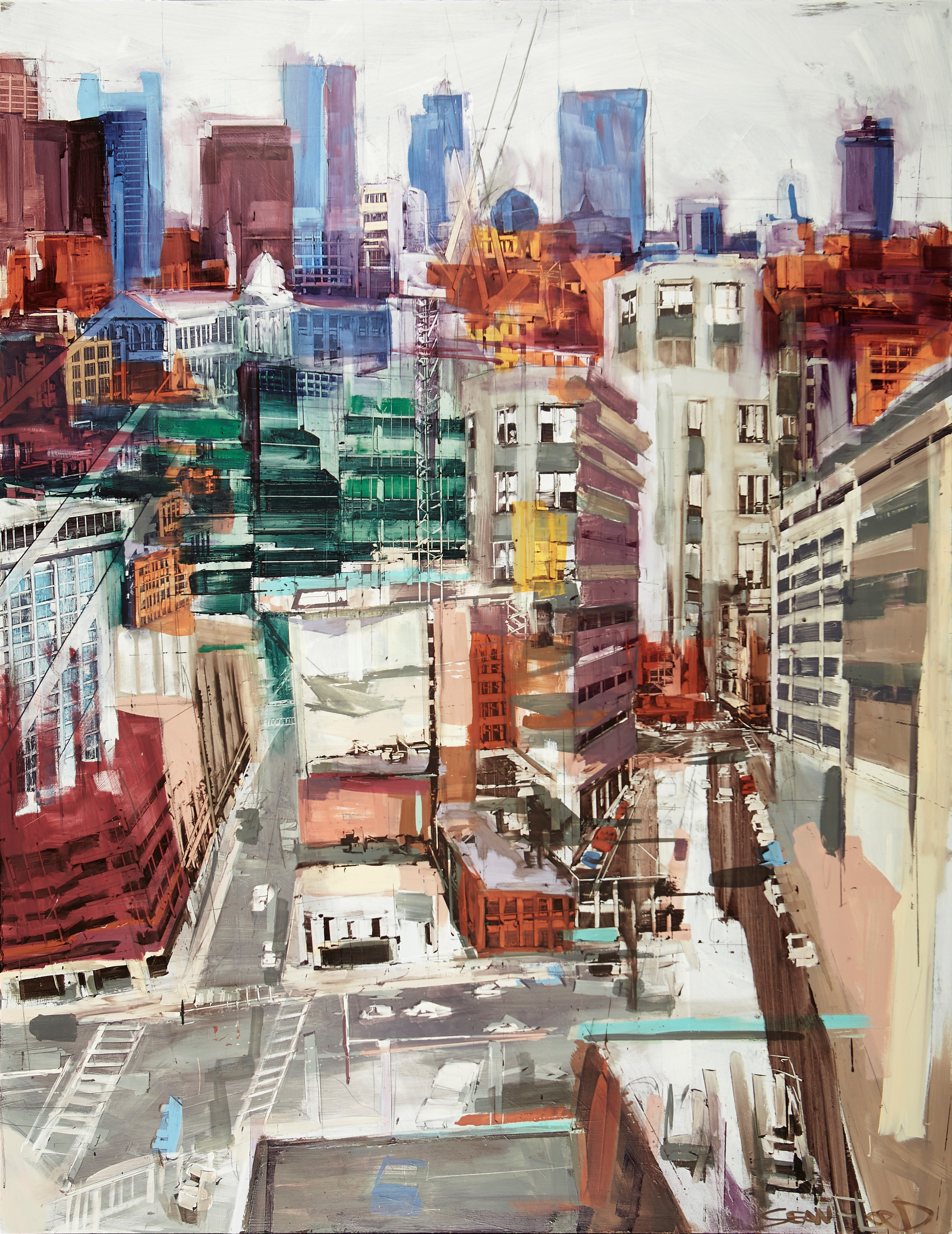 Sean Flood’s “Hospital Windows” from his “Urban Outlook” exhibit at Childs Gallery.