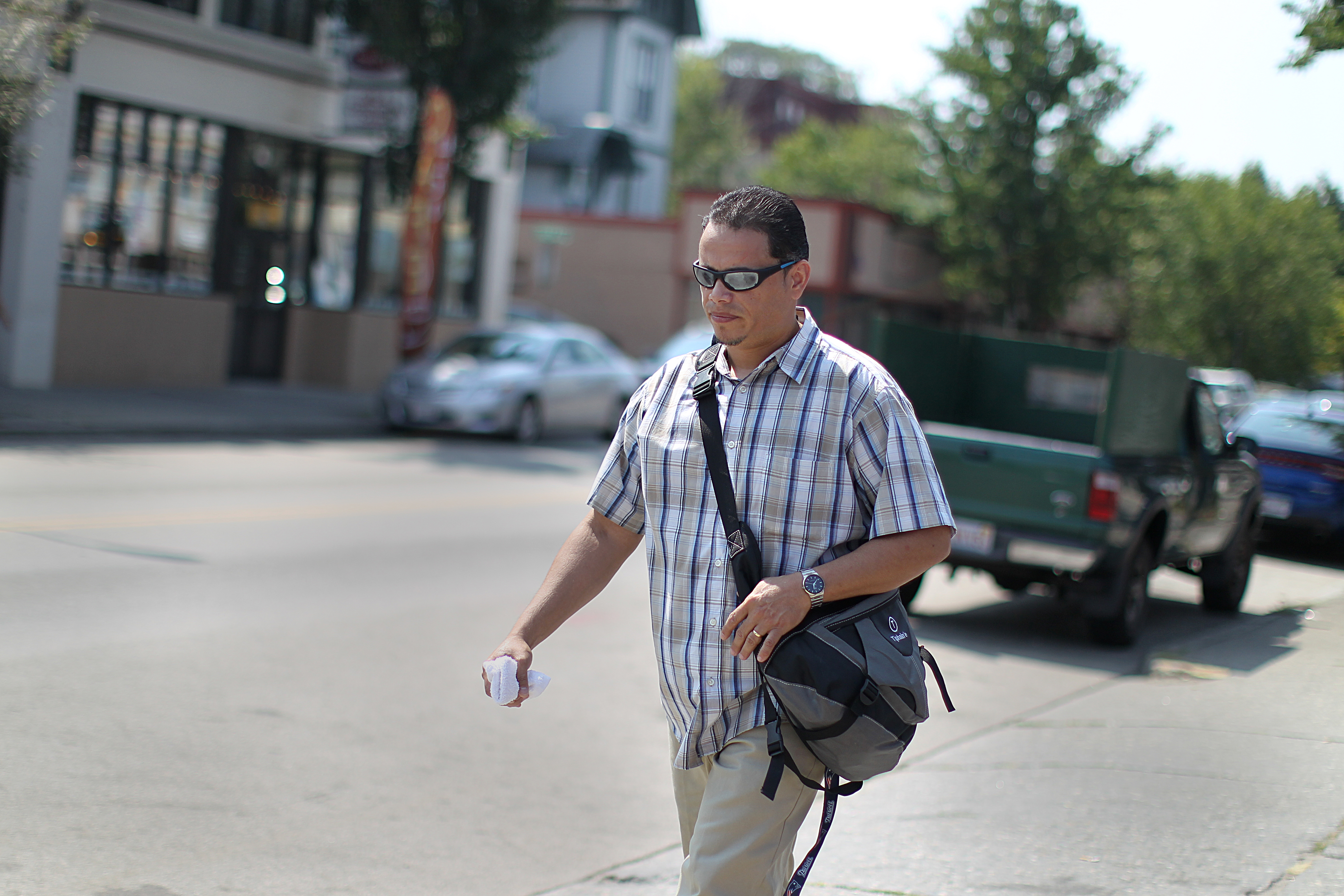 Edwin Melendez walks 1.4 miles to his part-time job at an addiction recovery program.