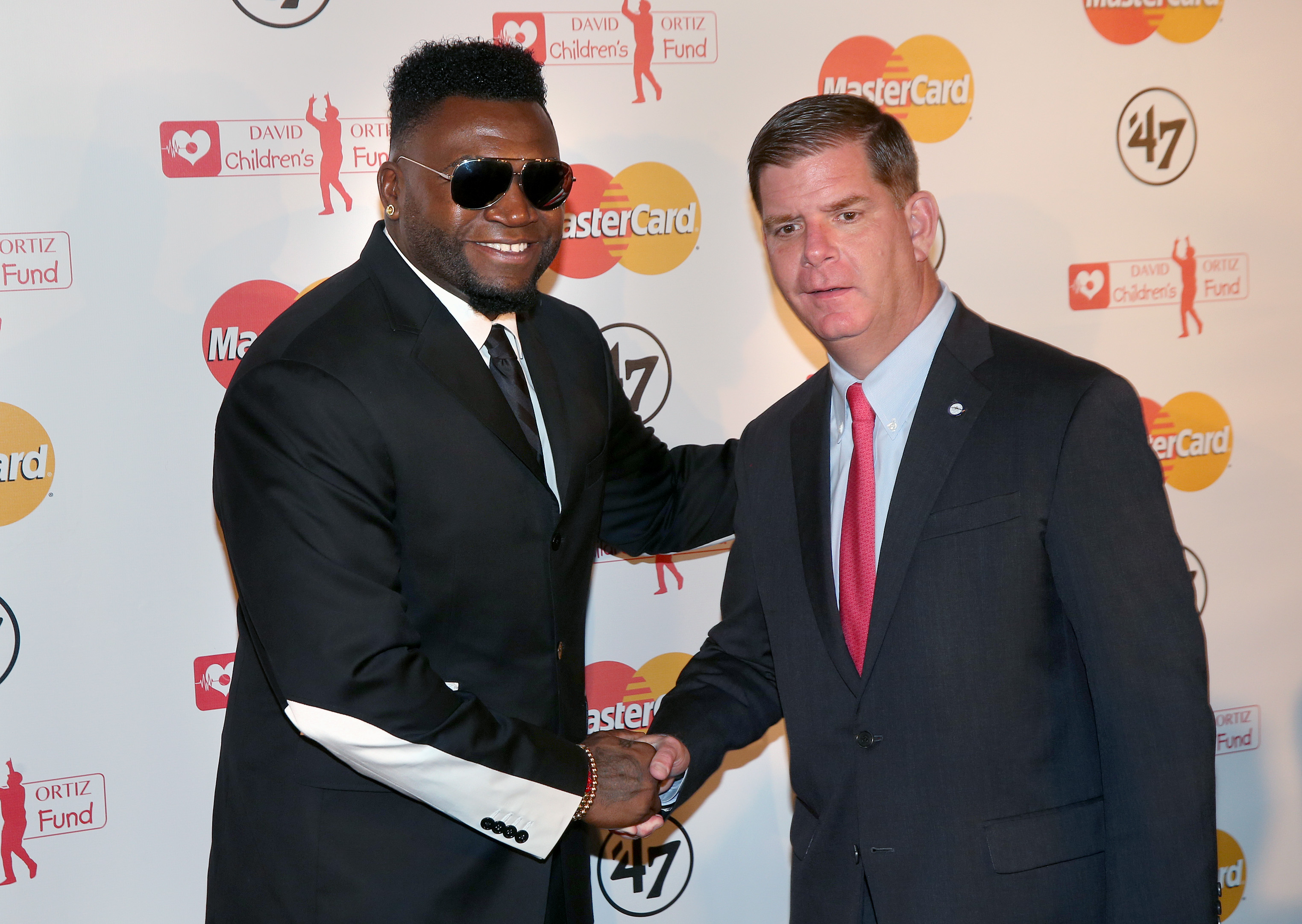 Ortiz greeted Mayor Marty Walsh.