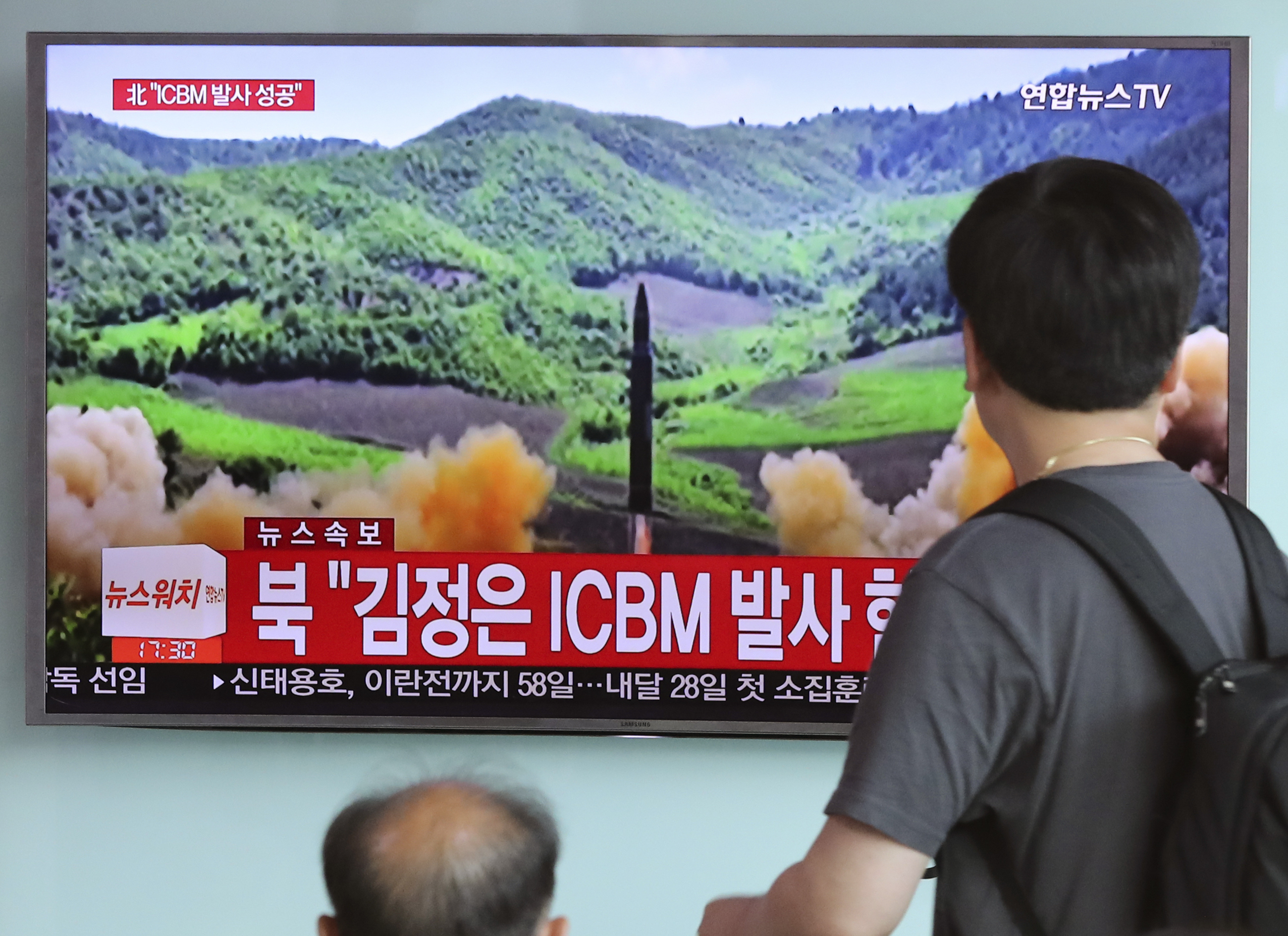 People in Seoul watched a TV newscast last week after North Korea’s purported intercontinental ballistic missile launch.