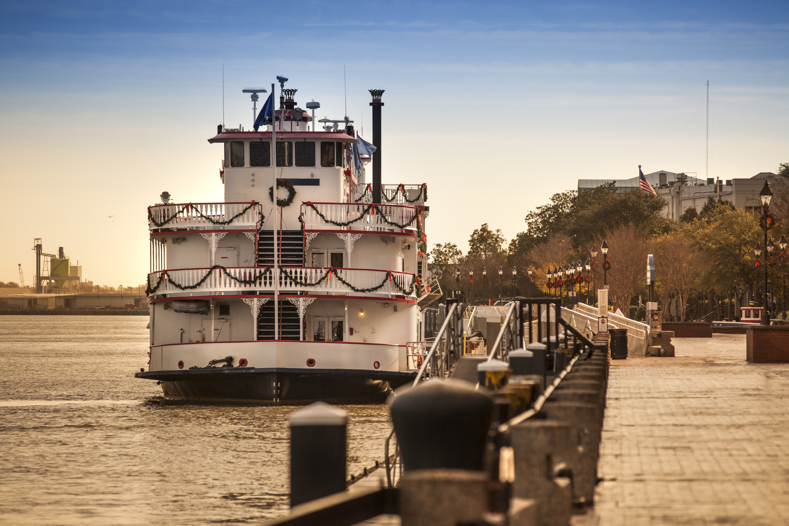 Climb aboard a riverboat on the Savannah River.