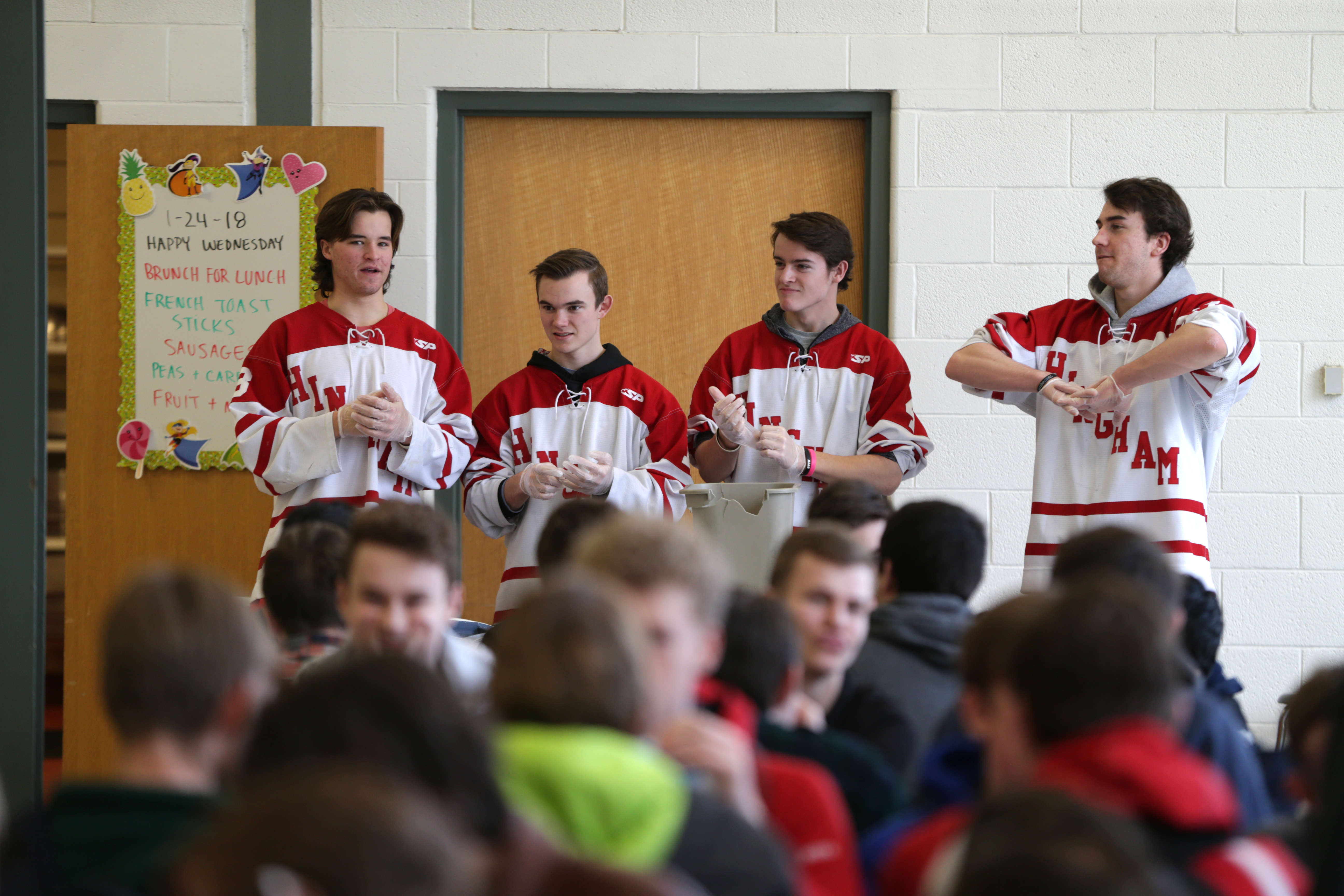 It didn’t get busy for the hockey players until the lunch period was almost over.