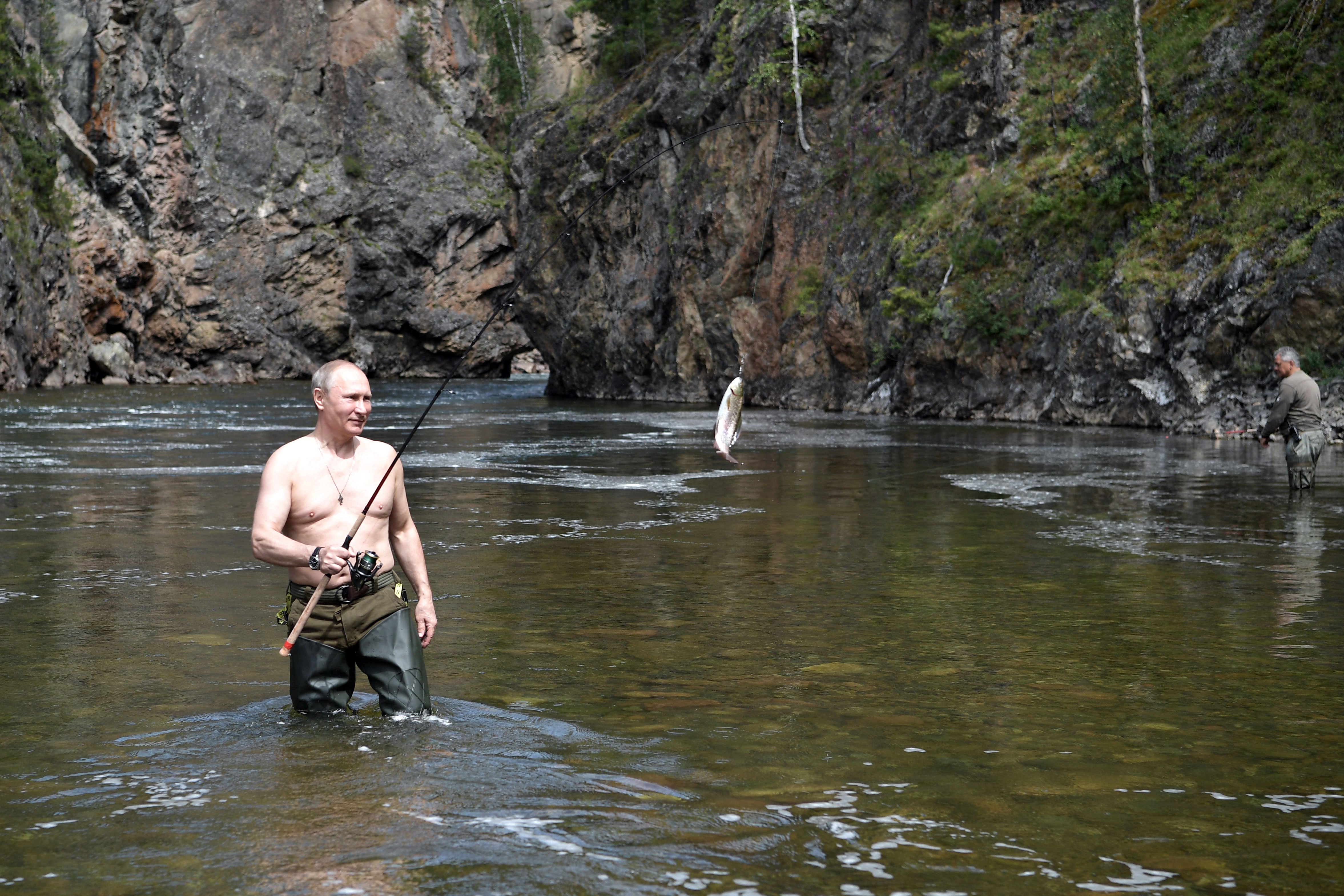 Putin showed off his catch.