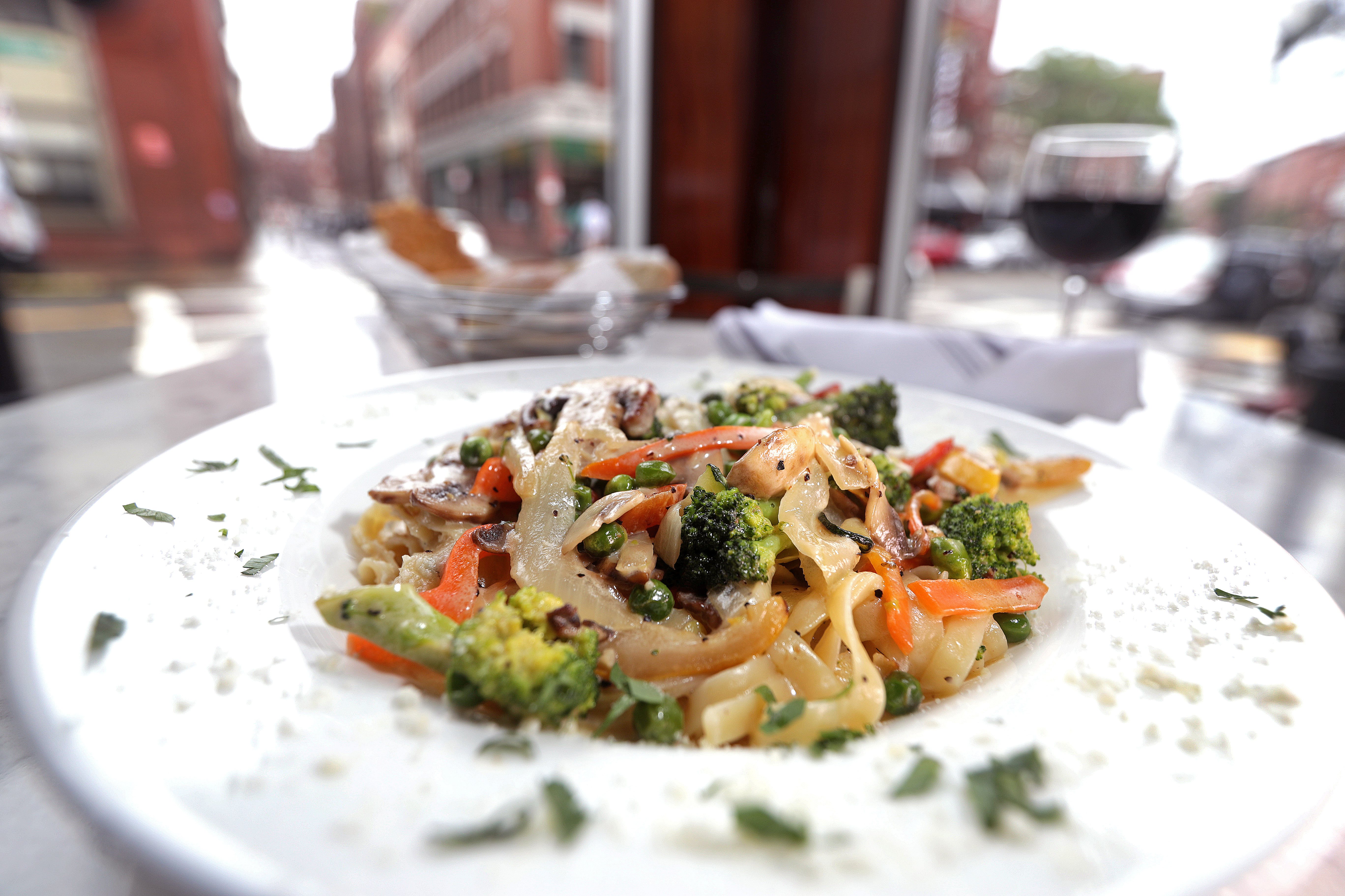 Primavera with cream sauce.