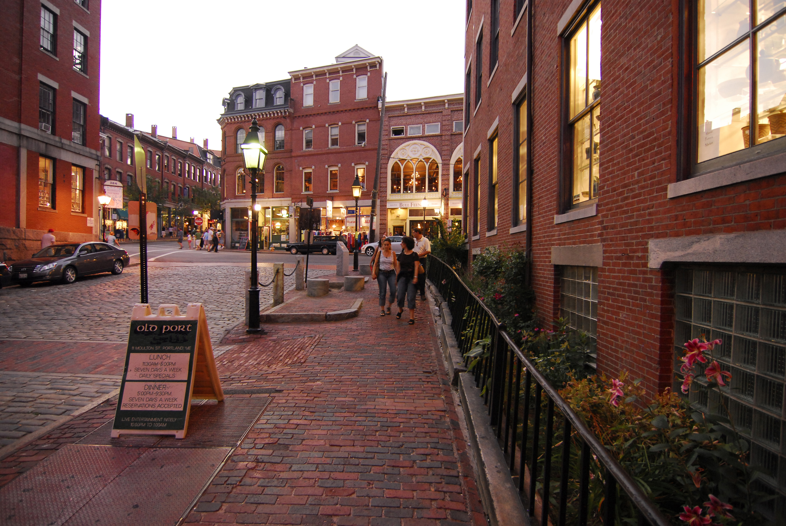 Old Port historic center in Portland, Maine, has brick alleys, cobblestone streets, and 19th-century buildings, all on the foundation of the city’s success as a seaport.