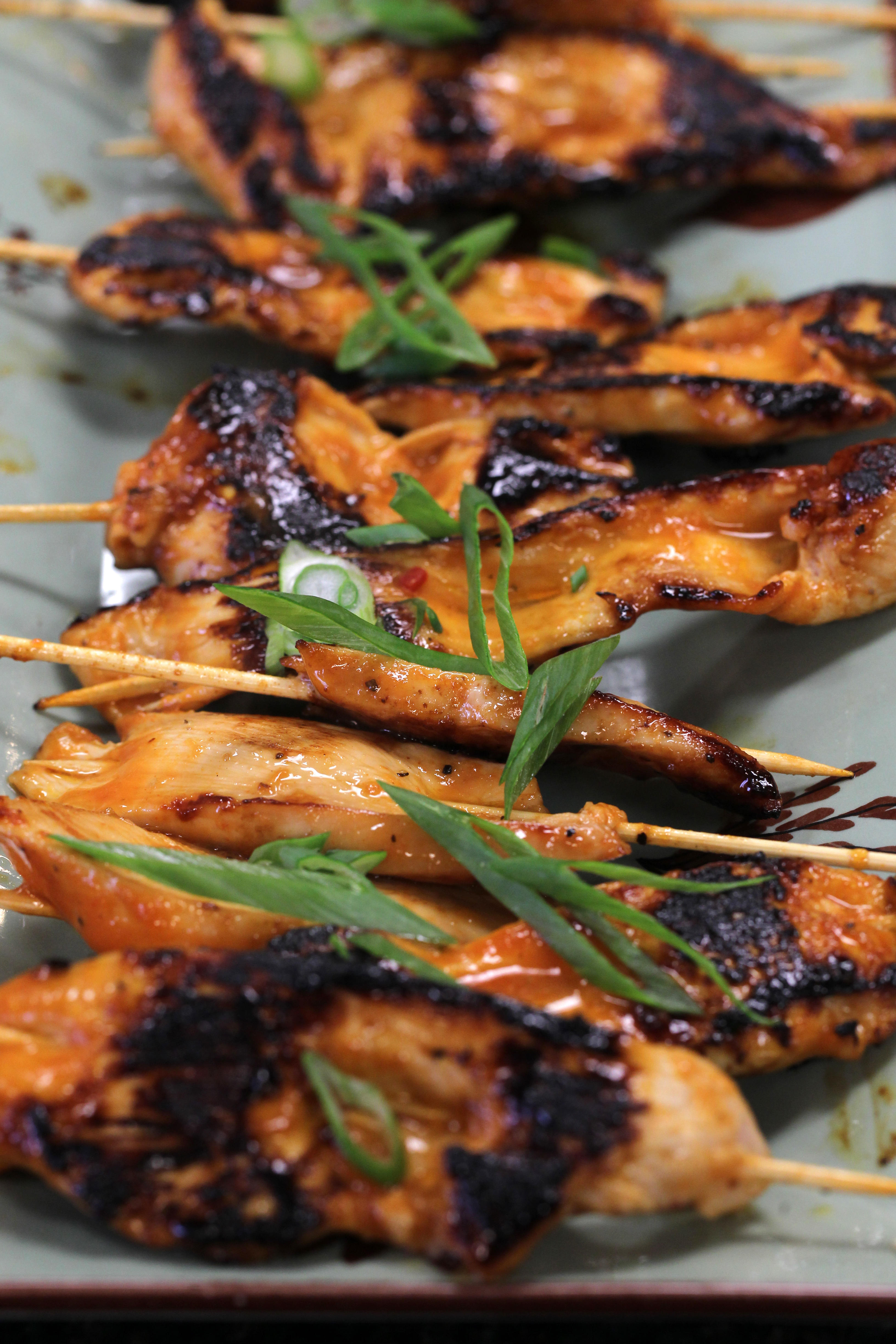 Chicken skewers prepared during class.