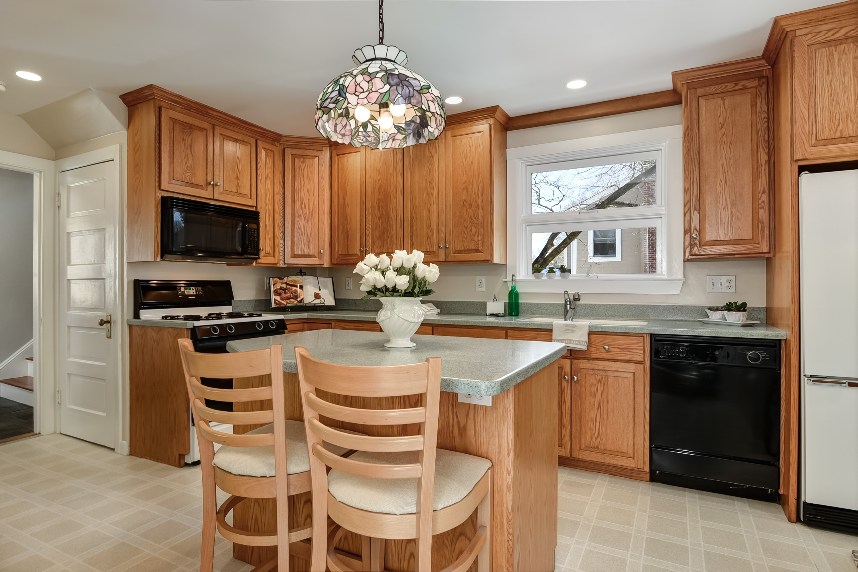 The home’s kitchen.