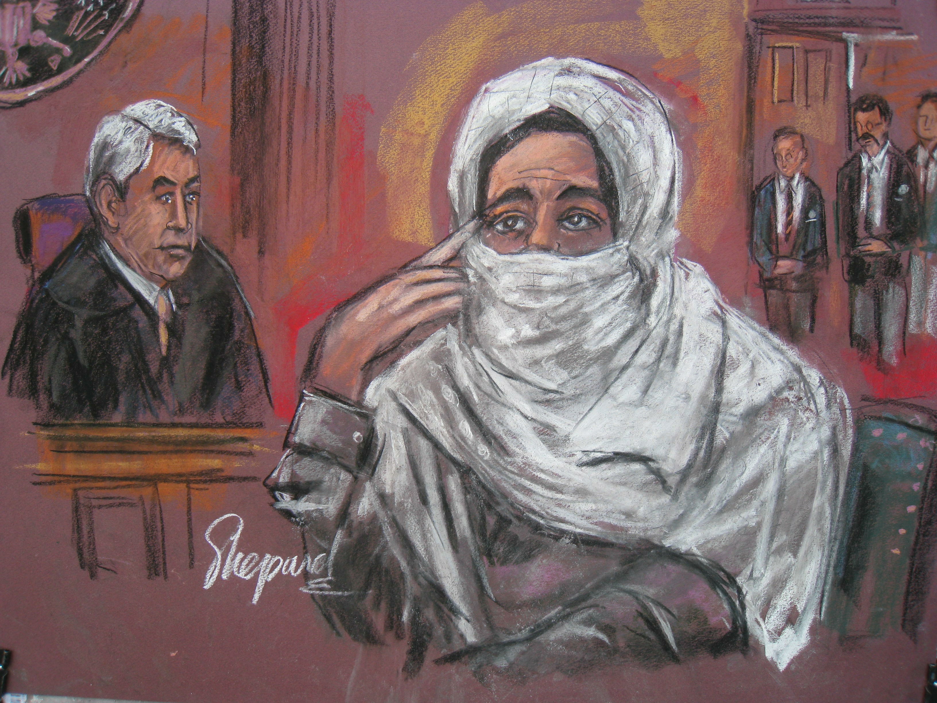 Aafia Siddiqui at her 2010 federal court trial in New York. She was sentenced to 86 years in prison for attempted murder of US officers in Afghanistan.