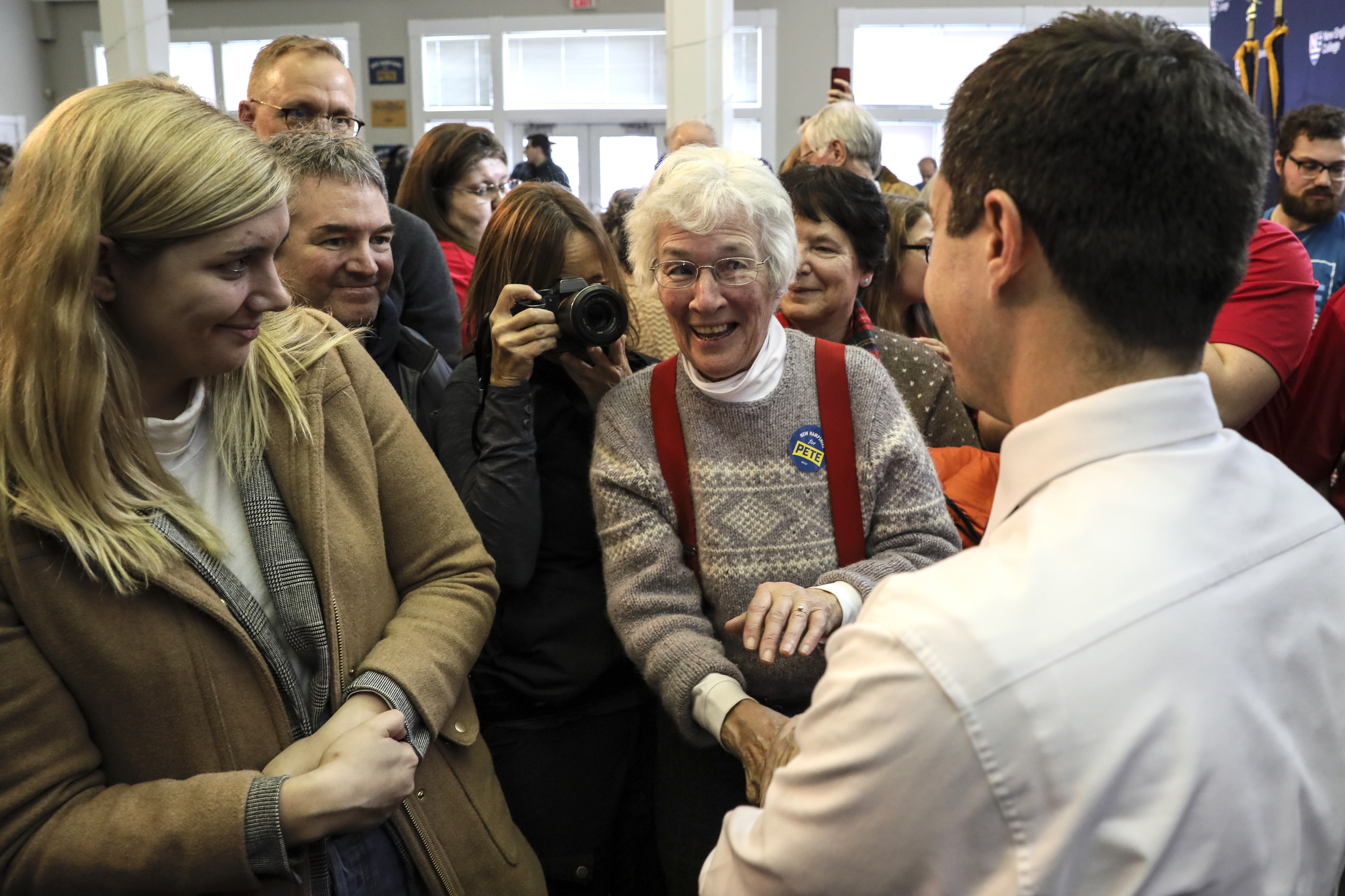 Democratic presidential candidate South Bend, Ind., Mayor Pete Buttigieg met supporters after speaking at a campaign event on Dec. 5  at New England College in Henniker, N.H. 
