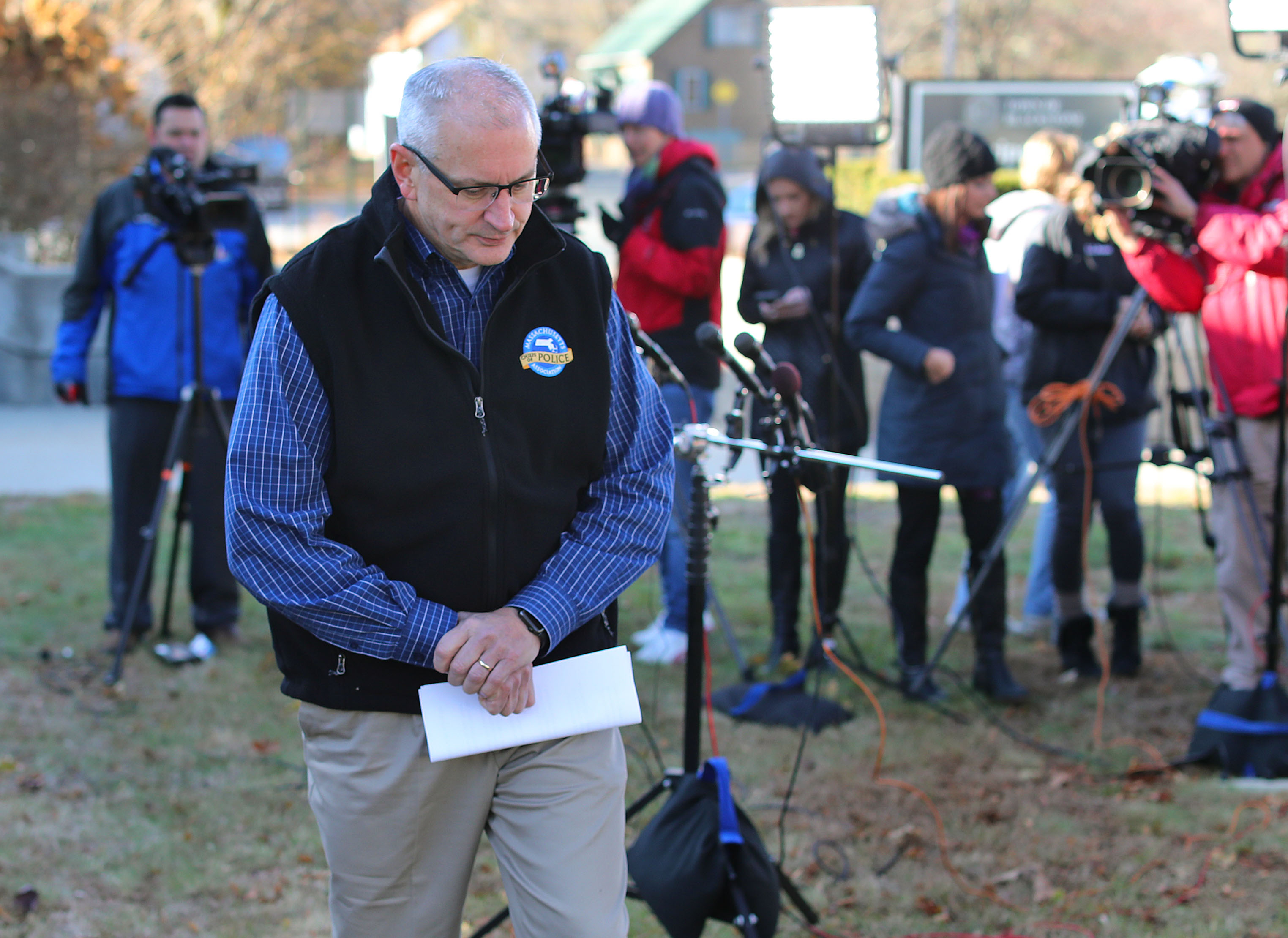 Blackstone Chief of Police Ross Astupenas briefed the reporters.