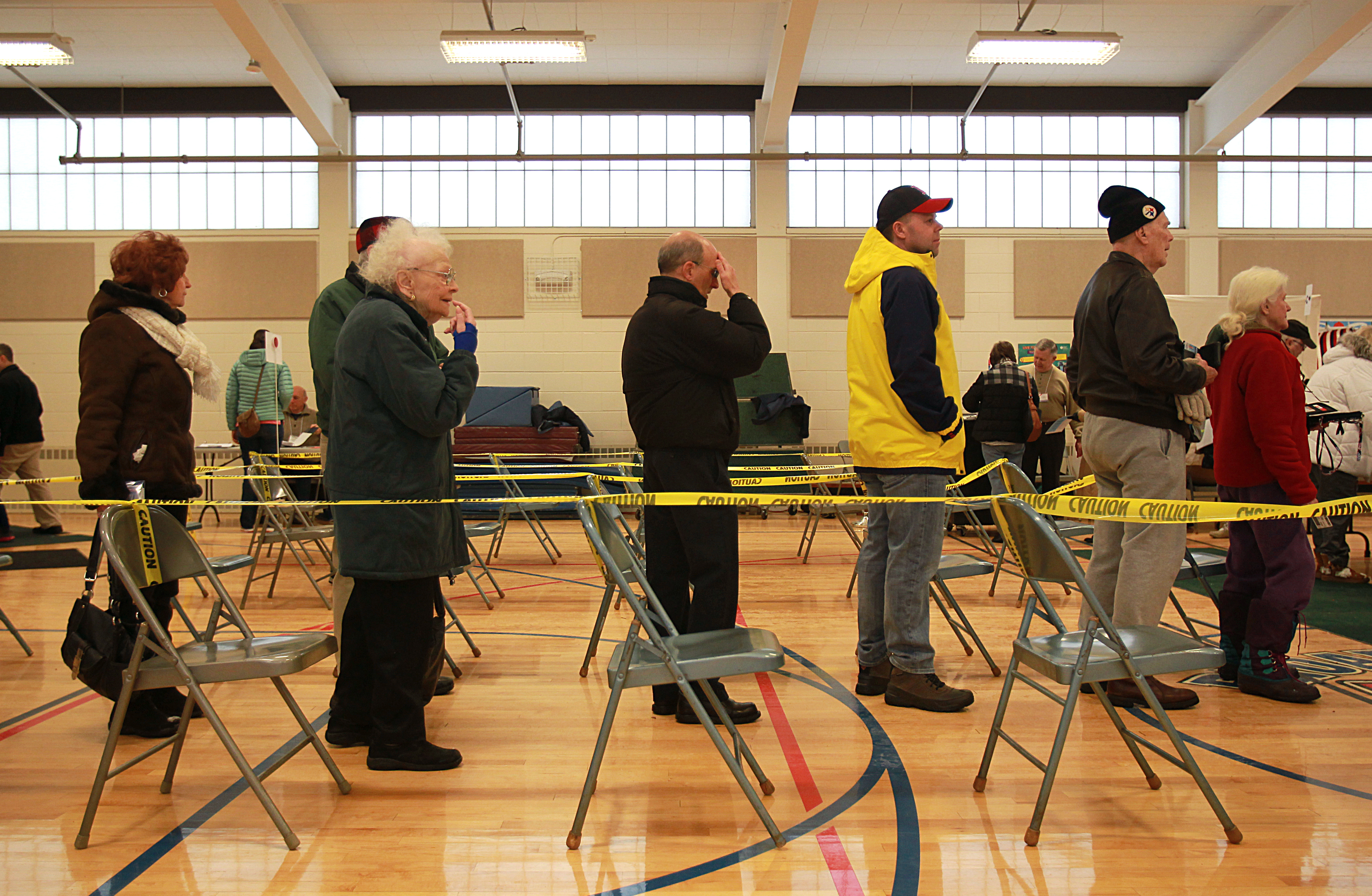 Nashua residents lined up to vote at the Broad Street school.