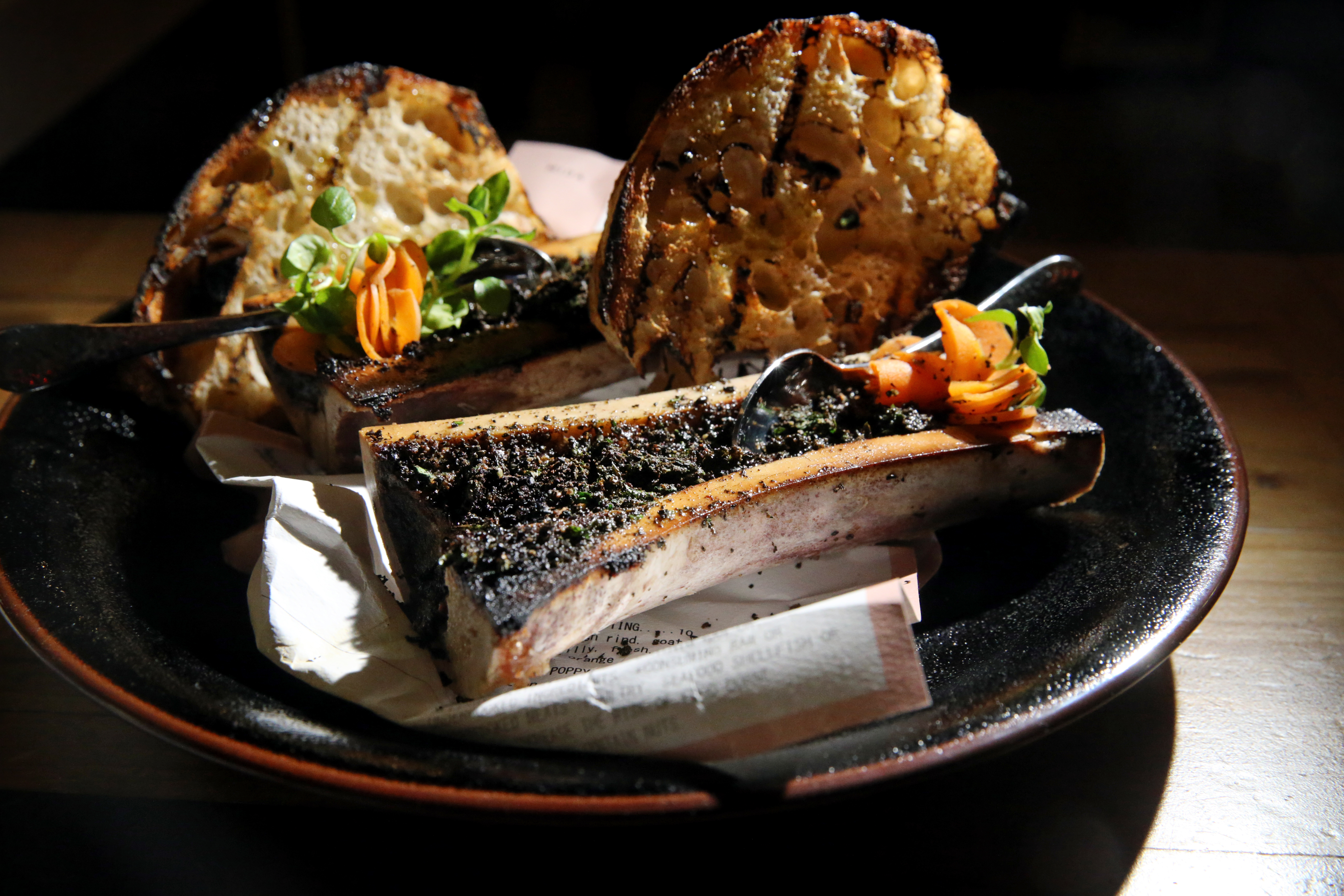 Roasted bone marrow at Mida.