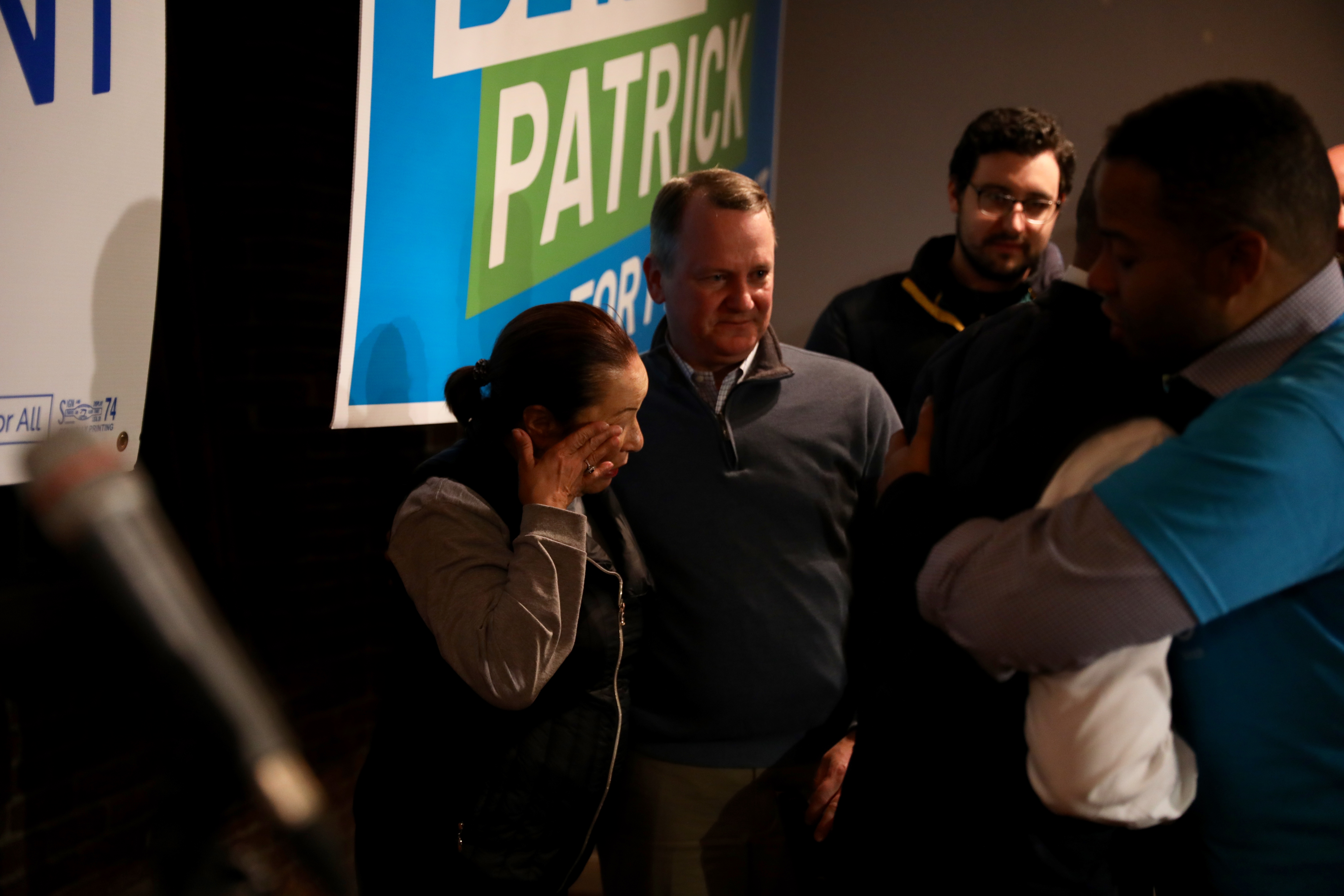Diane Patrick stood next to Deval Patrick's former lieutenant governor, Tim Murray, in Manchester, N.H., on Tuesday.