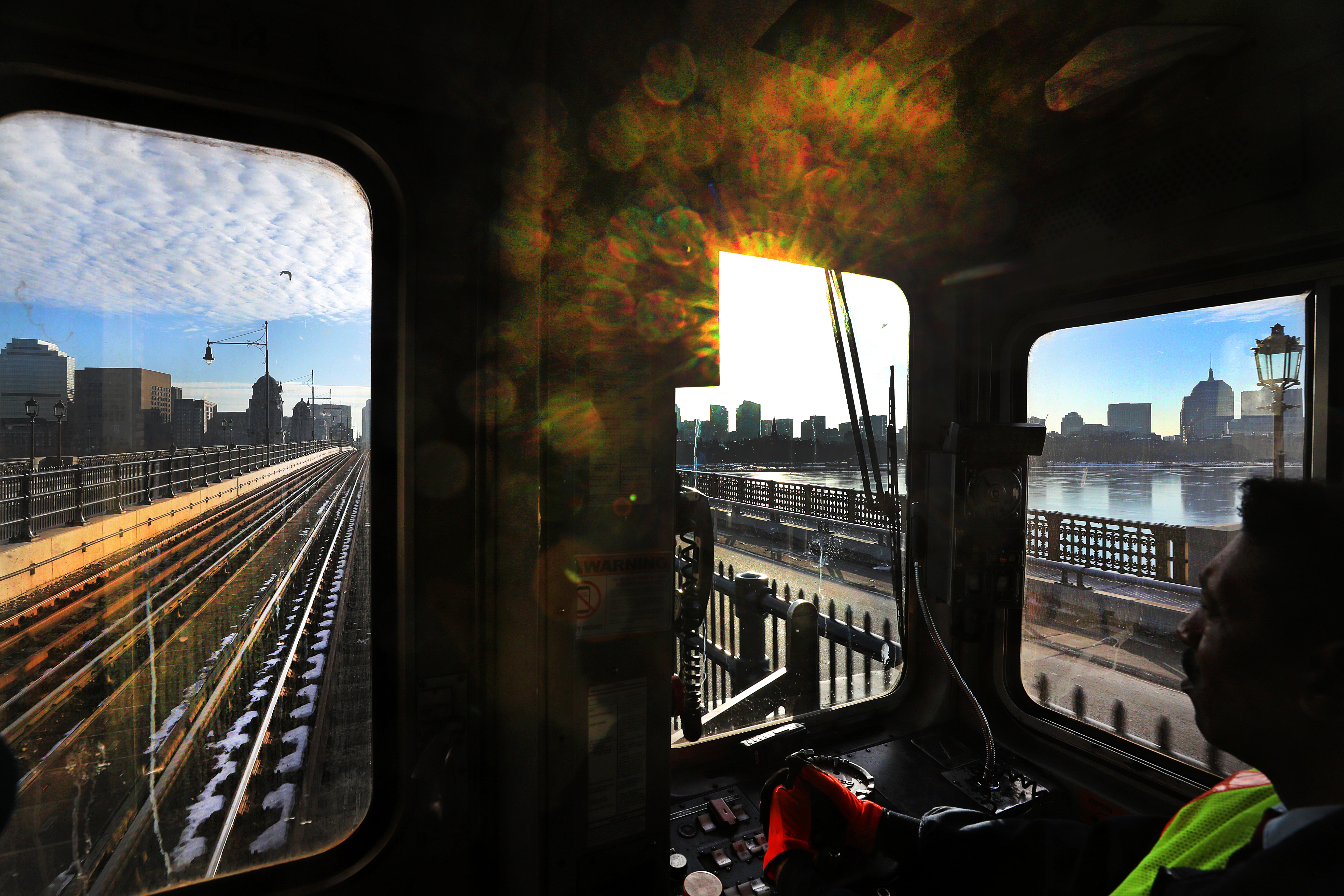 A view seen from the cabin of the train operator.